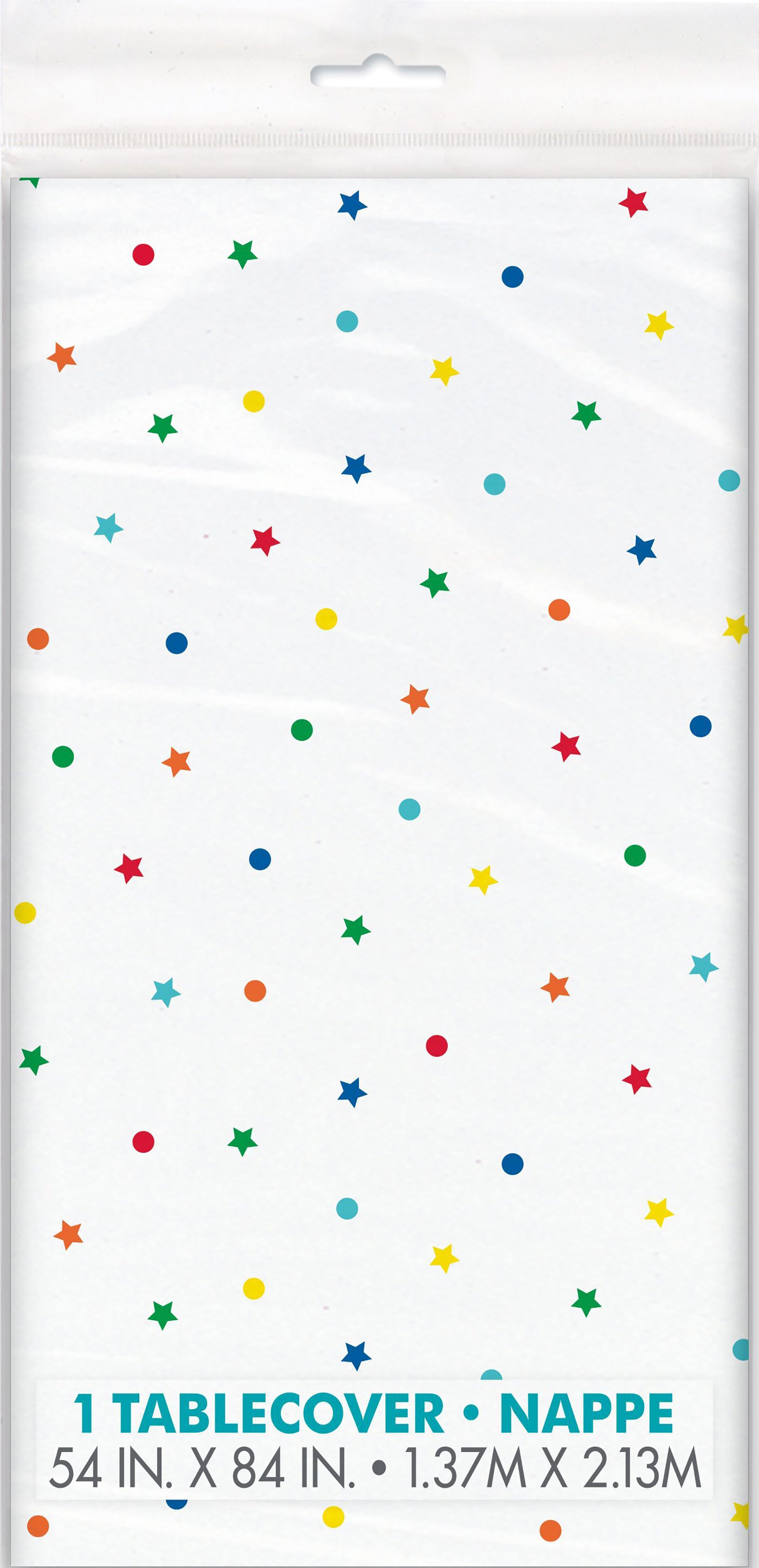 Dots and Stars Plastic Tablecover 54x84in 