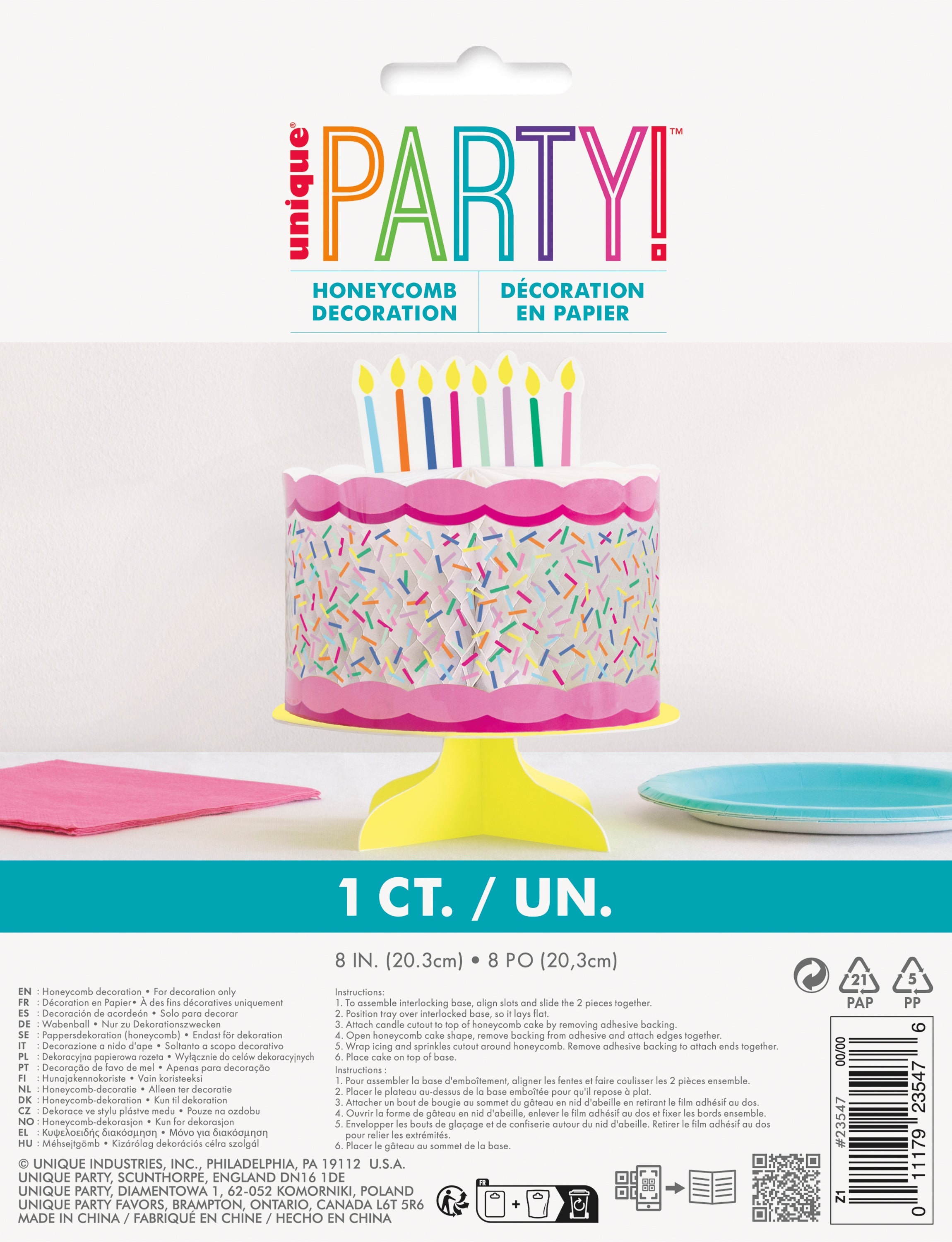 Pink Sprinkles Honeycomb Cake Centerpiece 8in