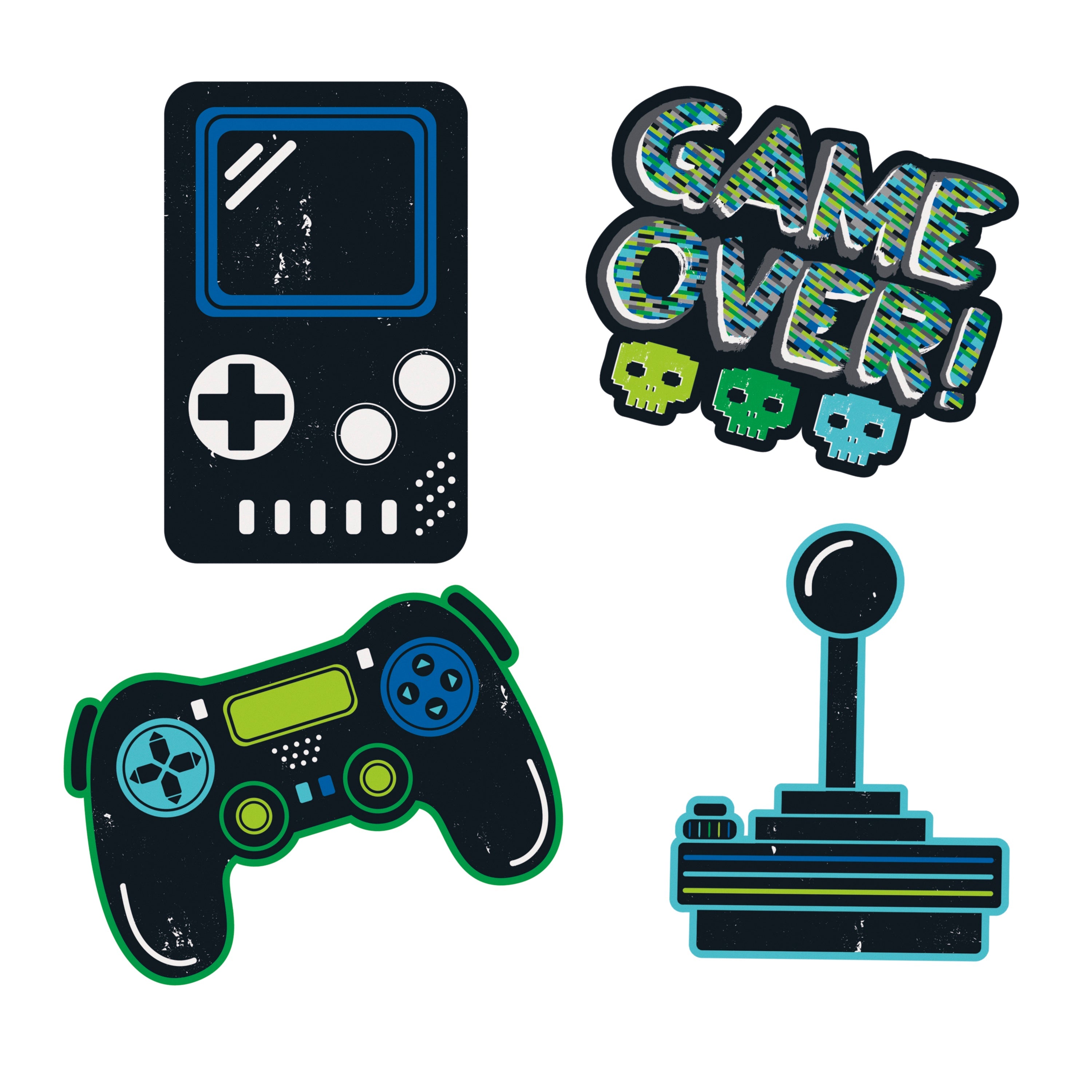 Gamer Birthday 4 Adhesive Wall Decals 14x11in approx. 