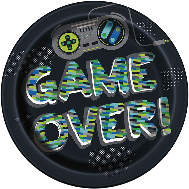 Gamer Birthday 8 Round Paper Plates 9in