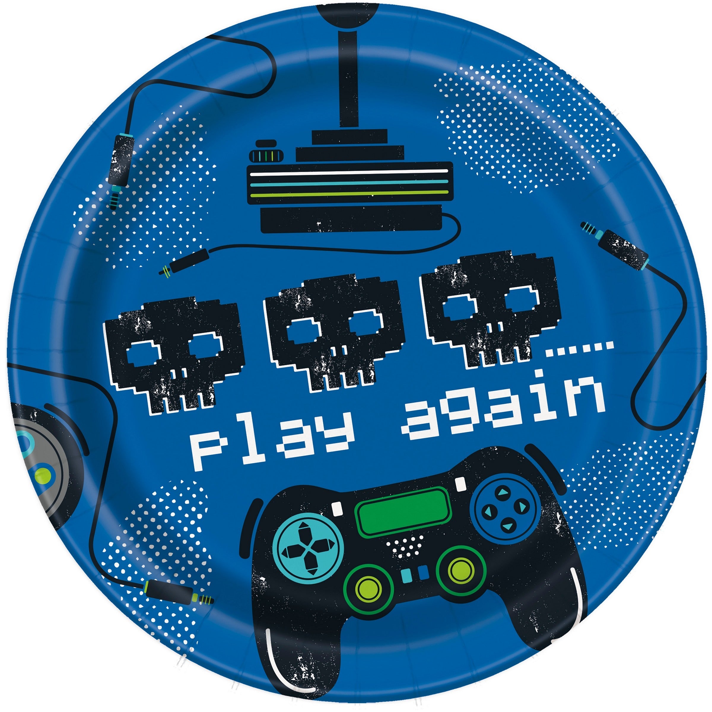 Gamer Birthday 8 Round Paper Plates 7in