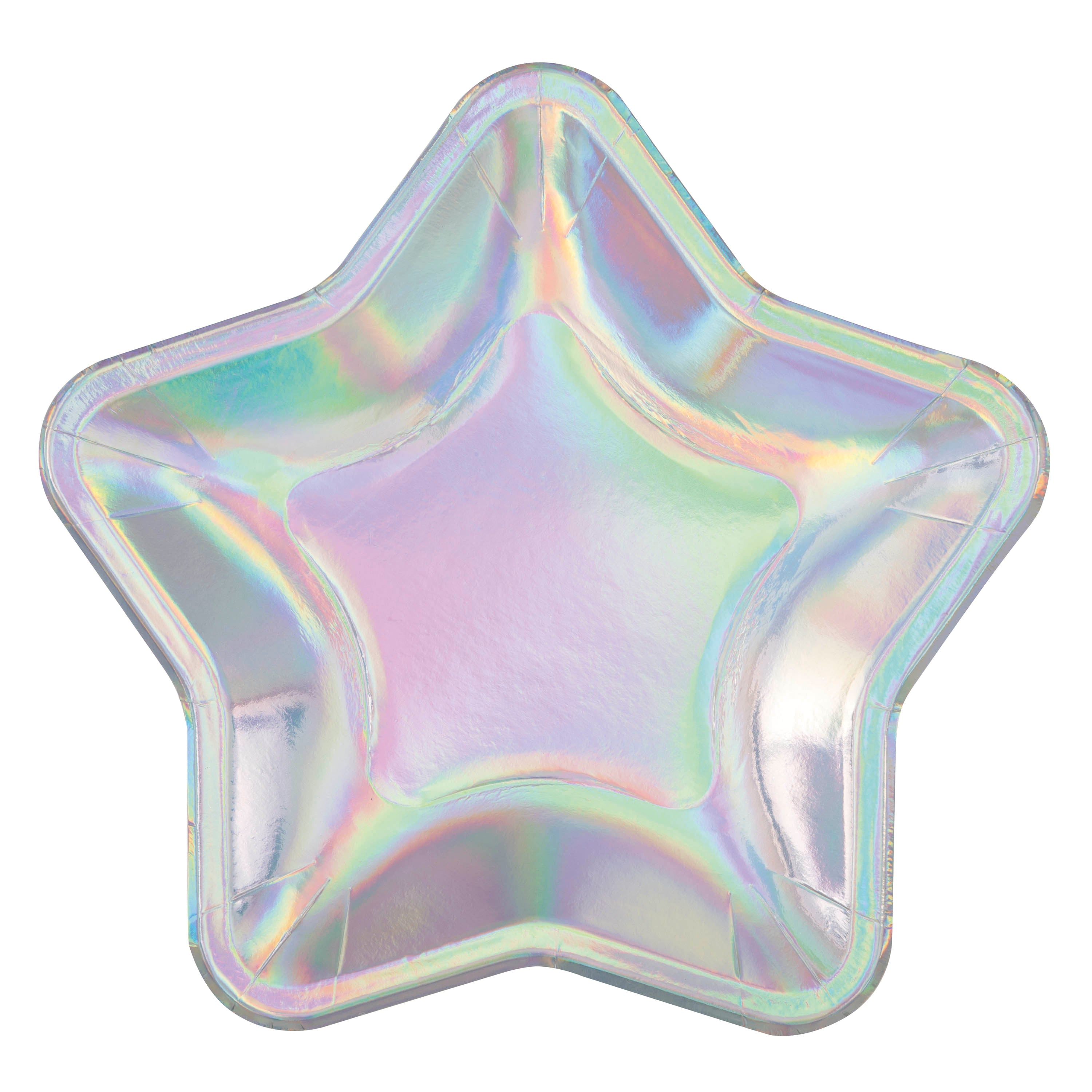 Purple Galaxy 8 Star Shaped Foil Paper Plates 8.25in