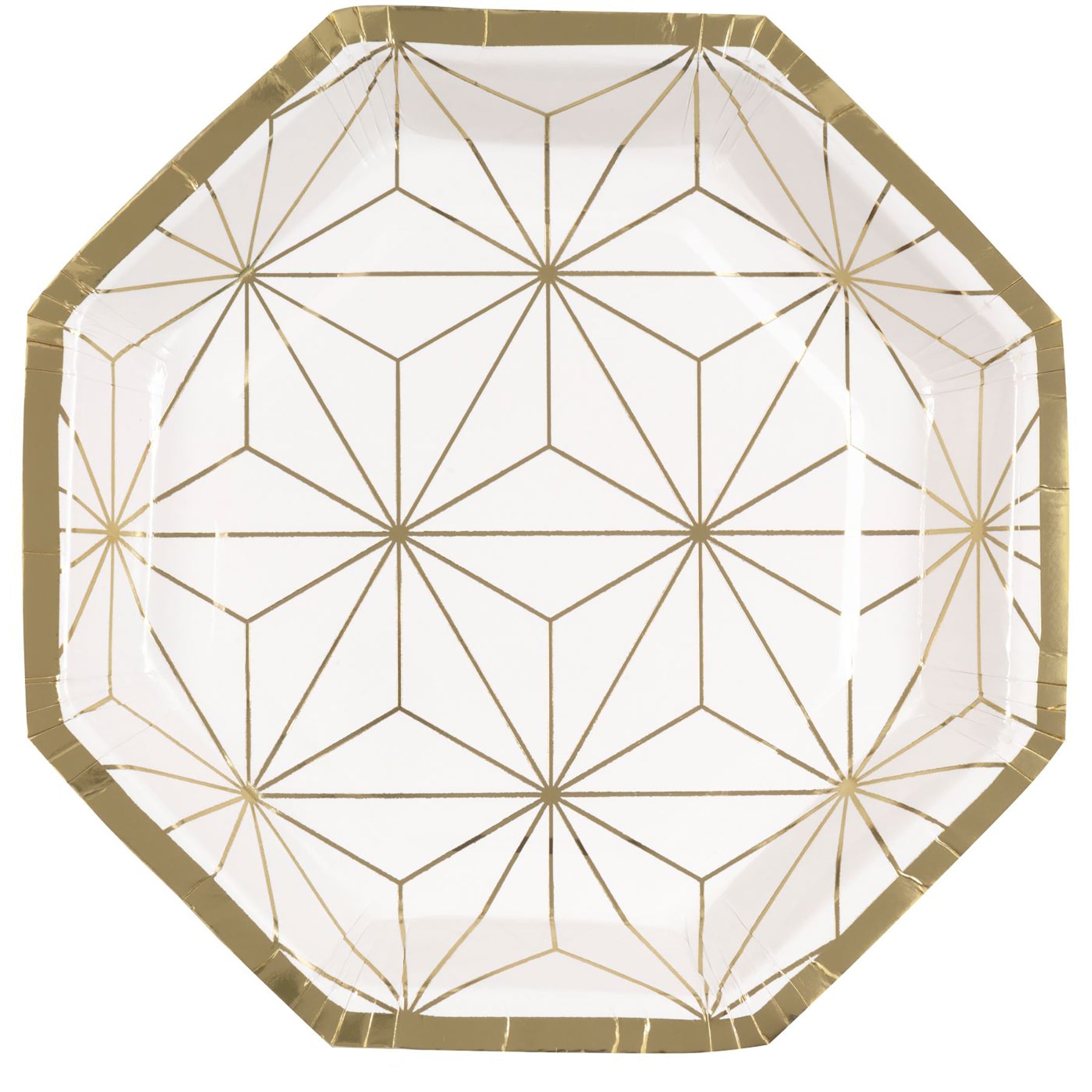 Modern Gold and Purple 8 Octagon Shaped Foil Paper Plates 8.25in