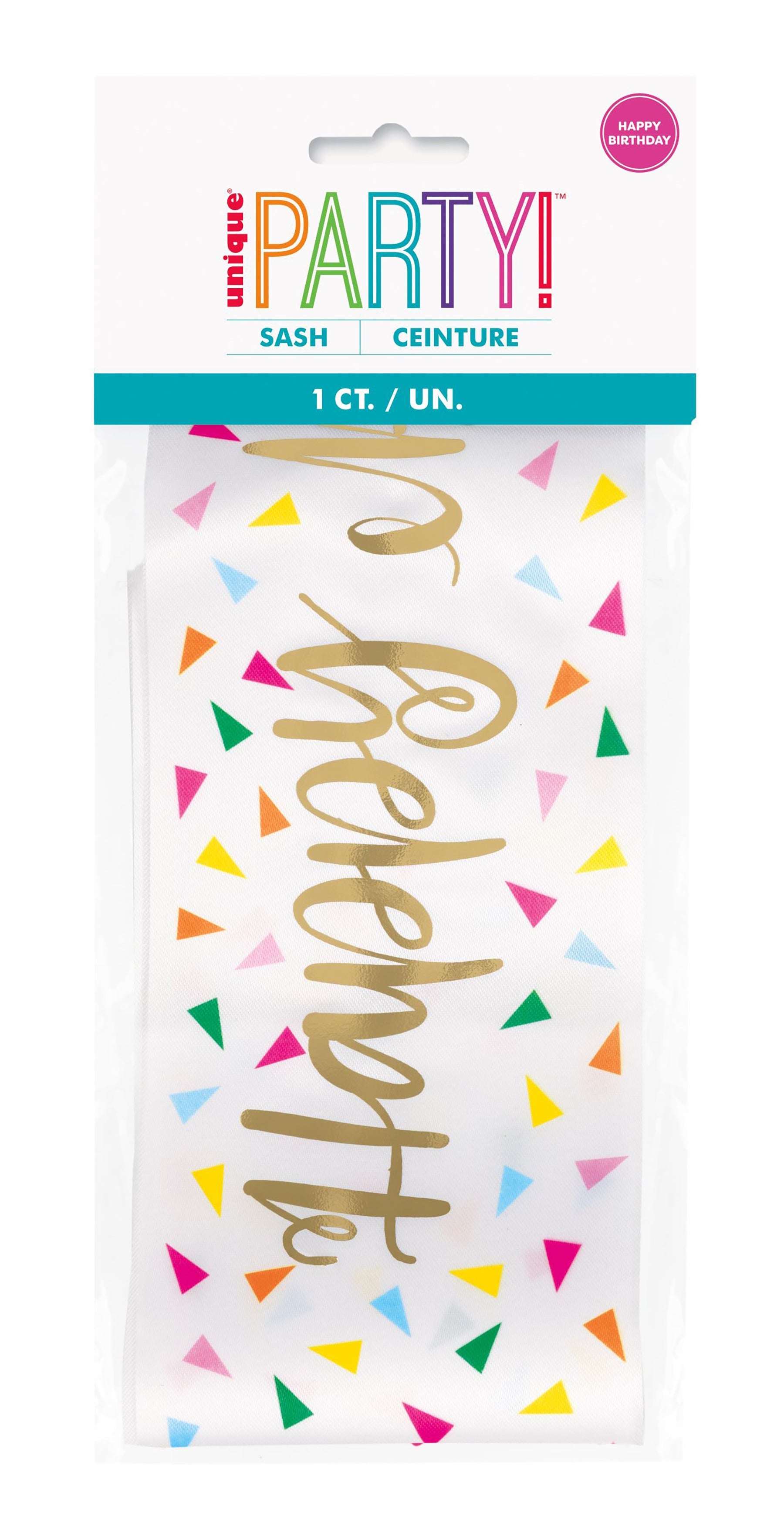 Bright Triangle Happy Brithday Sash - Foil 32in