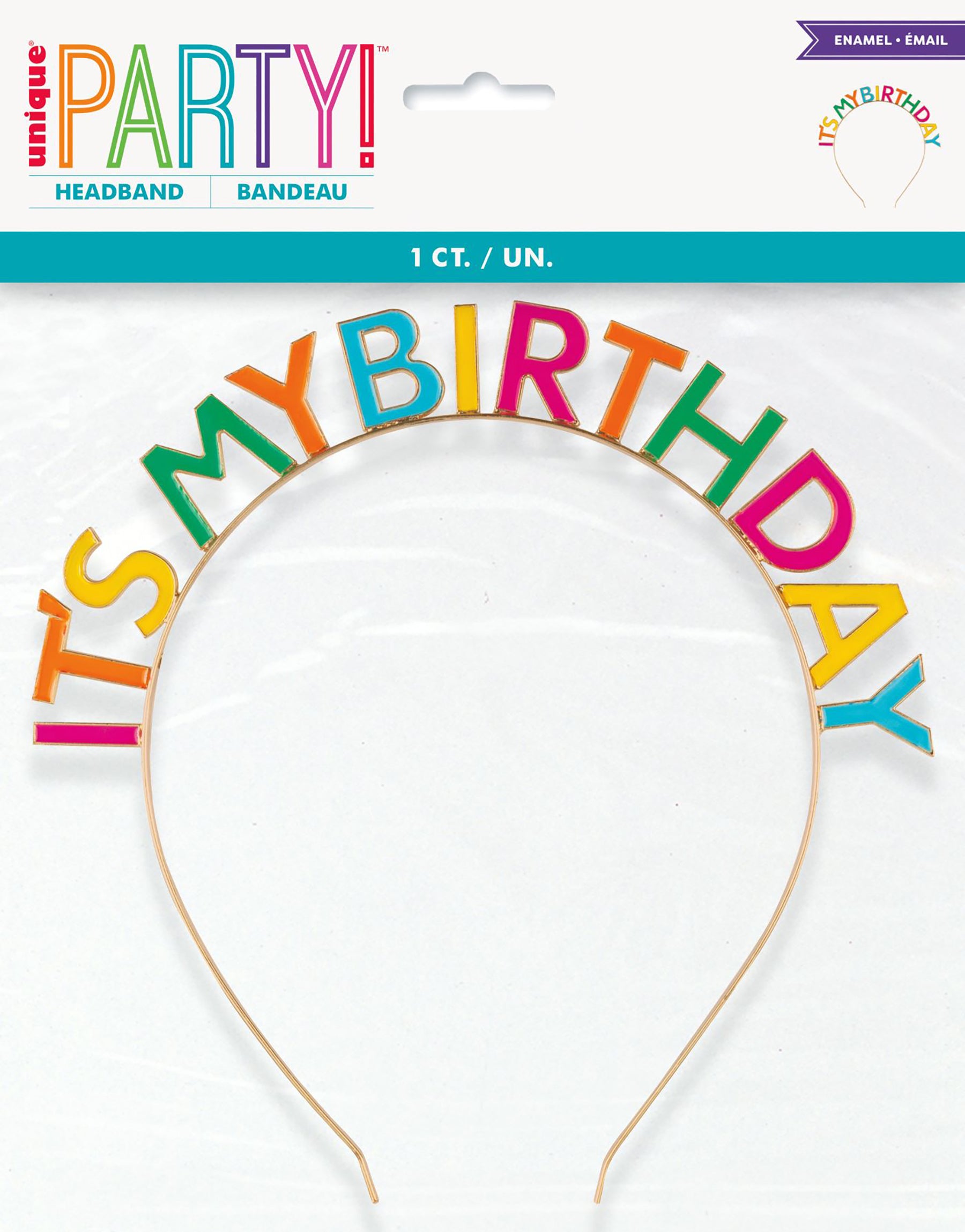 Bright Triangle Happy Brithday Headband - Enamel 0.75in Letters