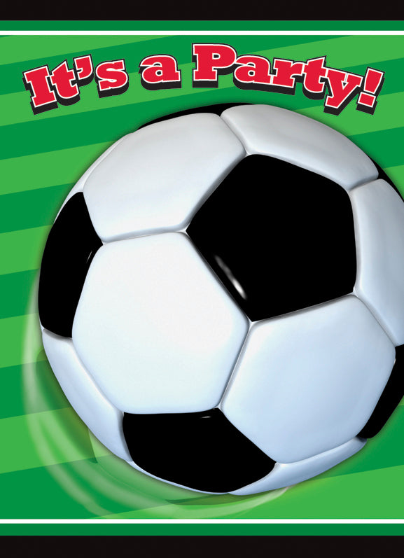 3D Soccer 8 Party Invitations