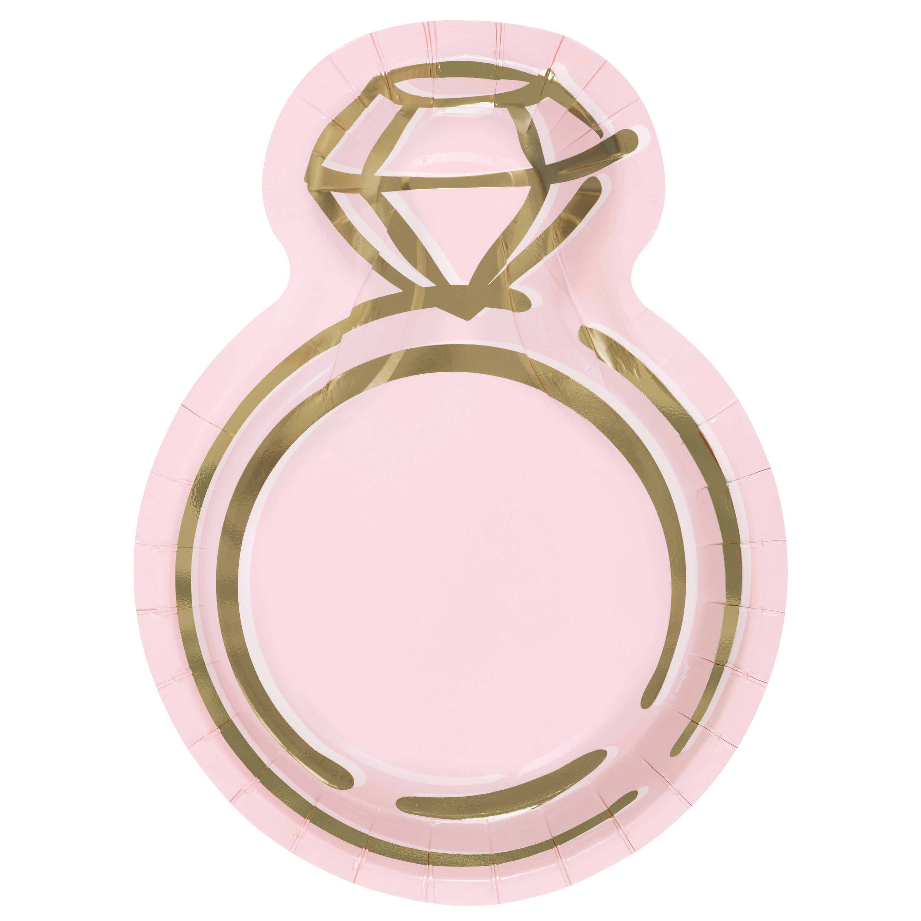 Pink Blooms 8 Ring Shaped Paper Plates - Foil  9.25in