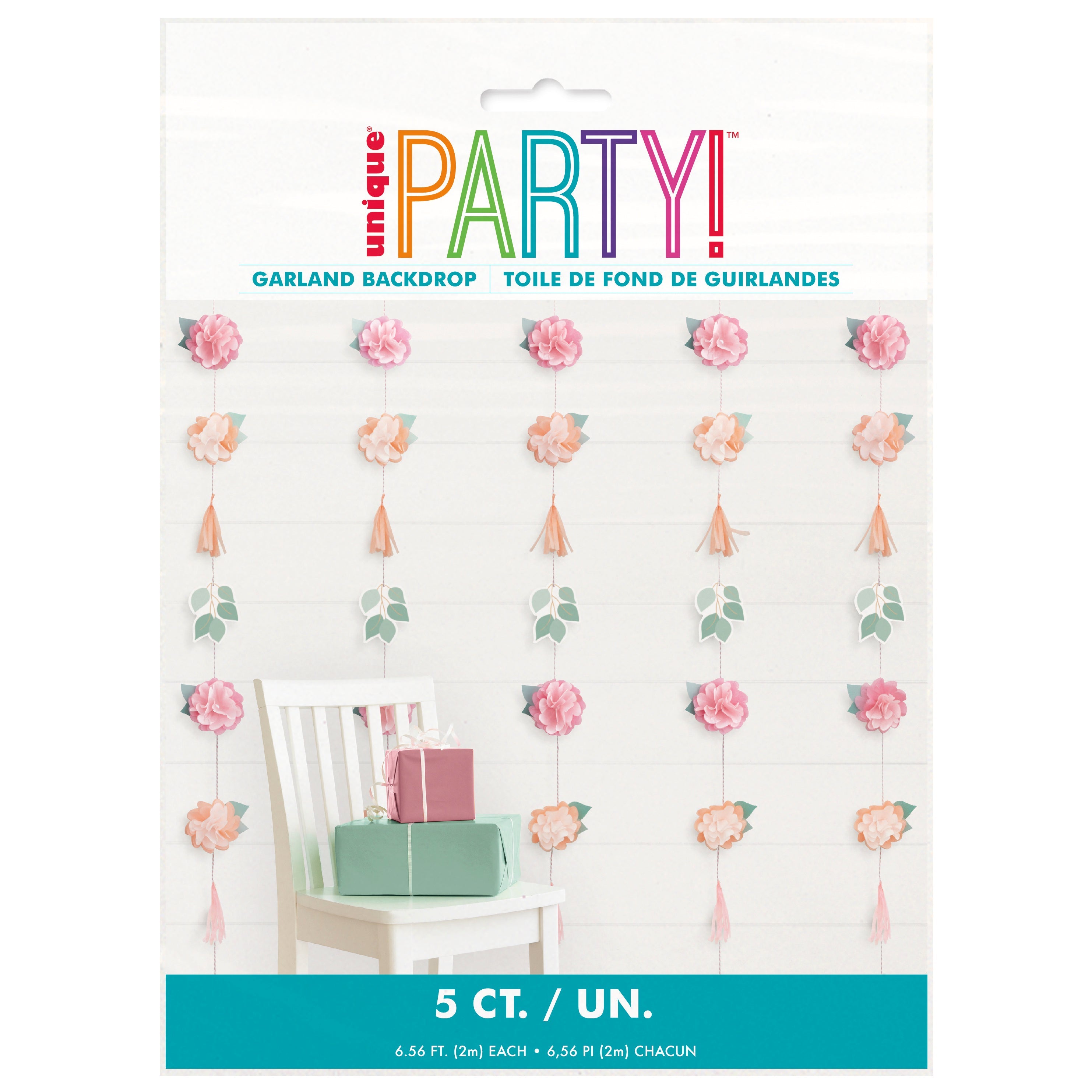 Pink Blooms Bridal Garland Photo Backdrop Kit - Flower and Tassel 78.7in