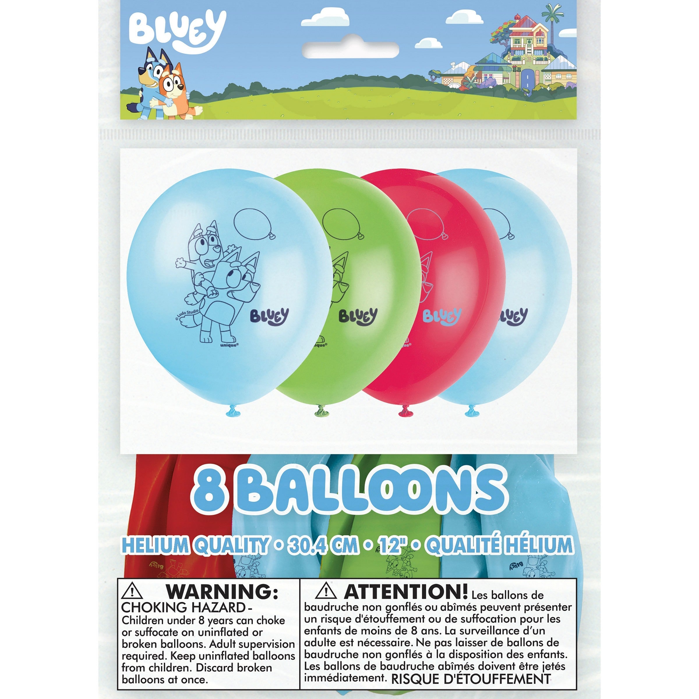 Bluey 8 Printed 2 Sides Latex Balloons 12in