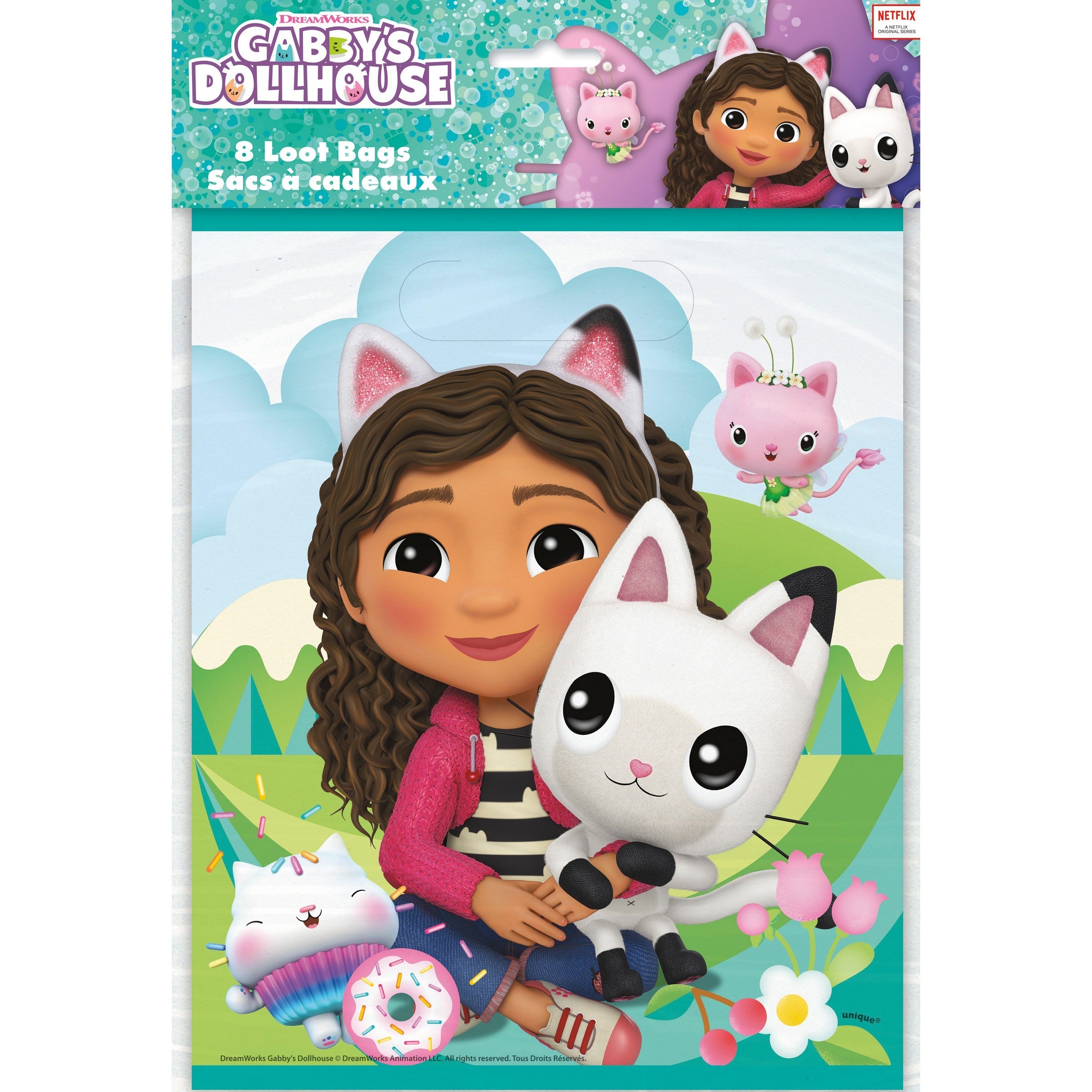 Gabby's Dollhouse 8 Plastic Loot Bags 7.25x9in