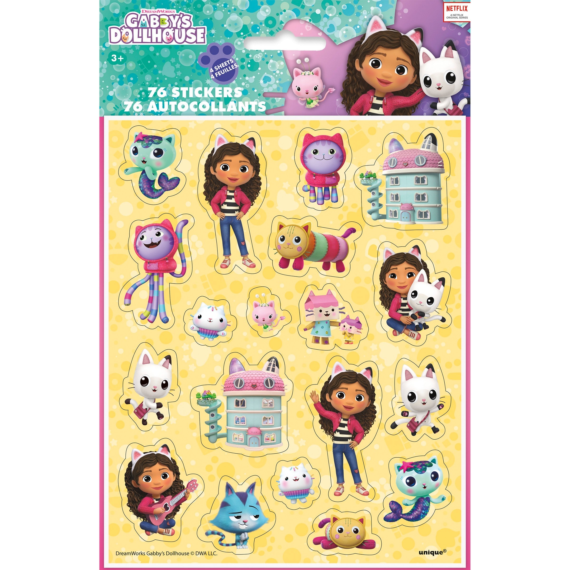 Gabby's Dollhouse 4 Sheets Stickers 6.25x5in sheet