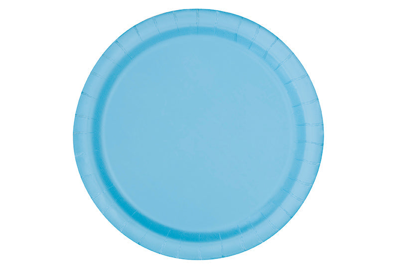 20 Round Powder Blue Paper Plates 7in