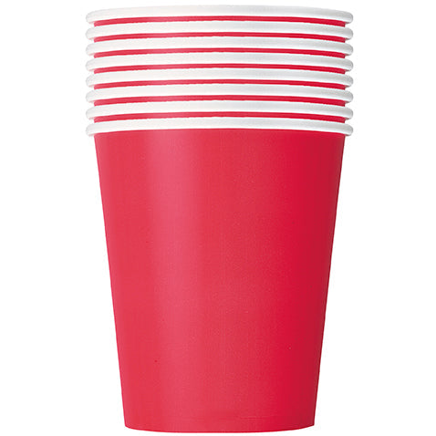 8 Ruby Red Paper Cups 9oz