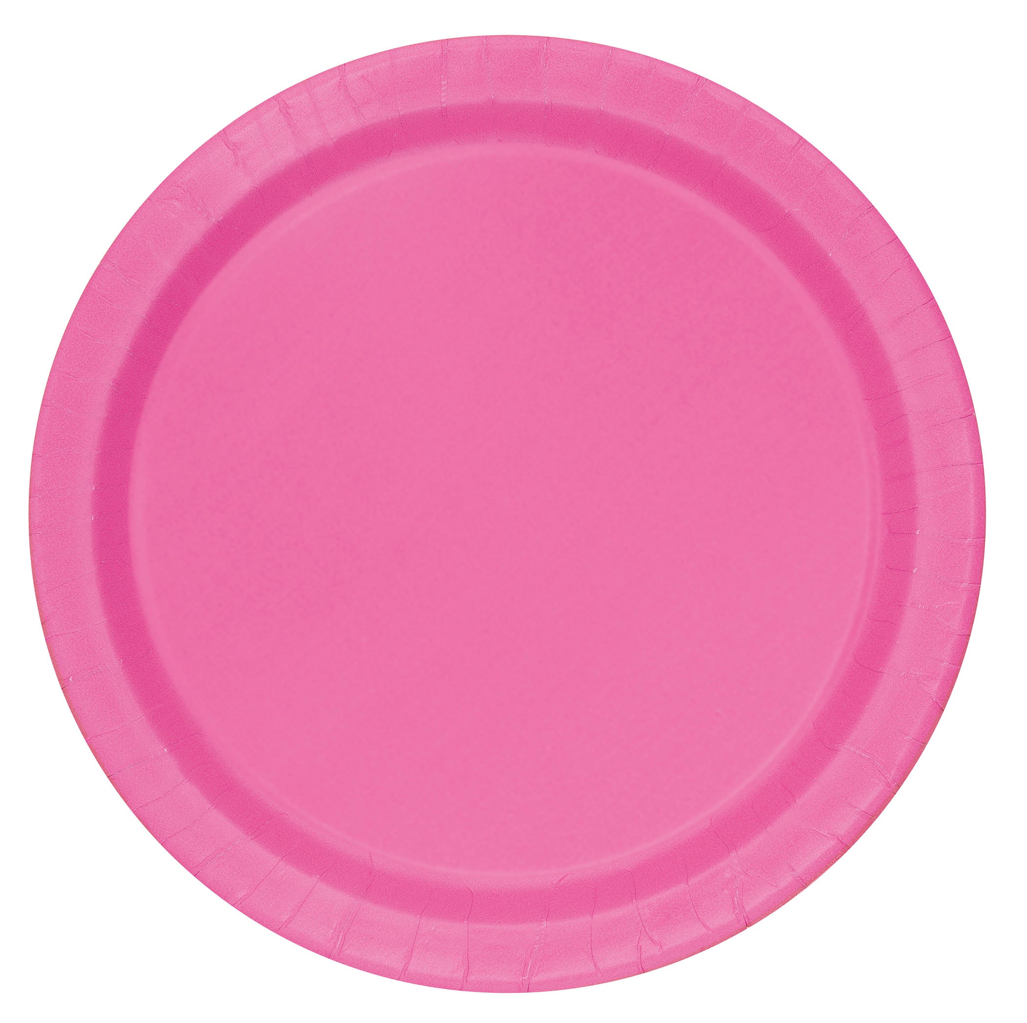 20 Round Hot Pink Paper Plates 7in