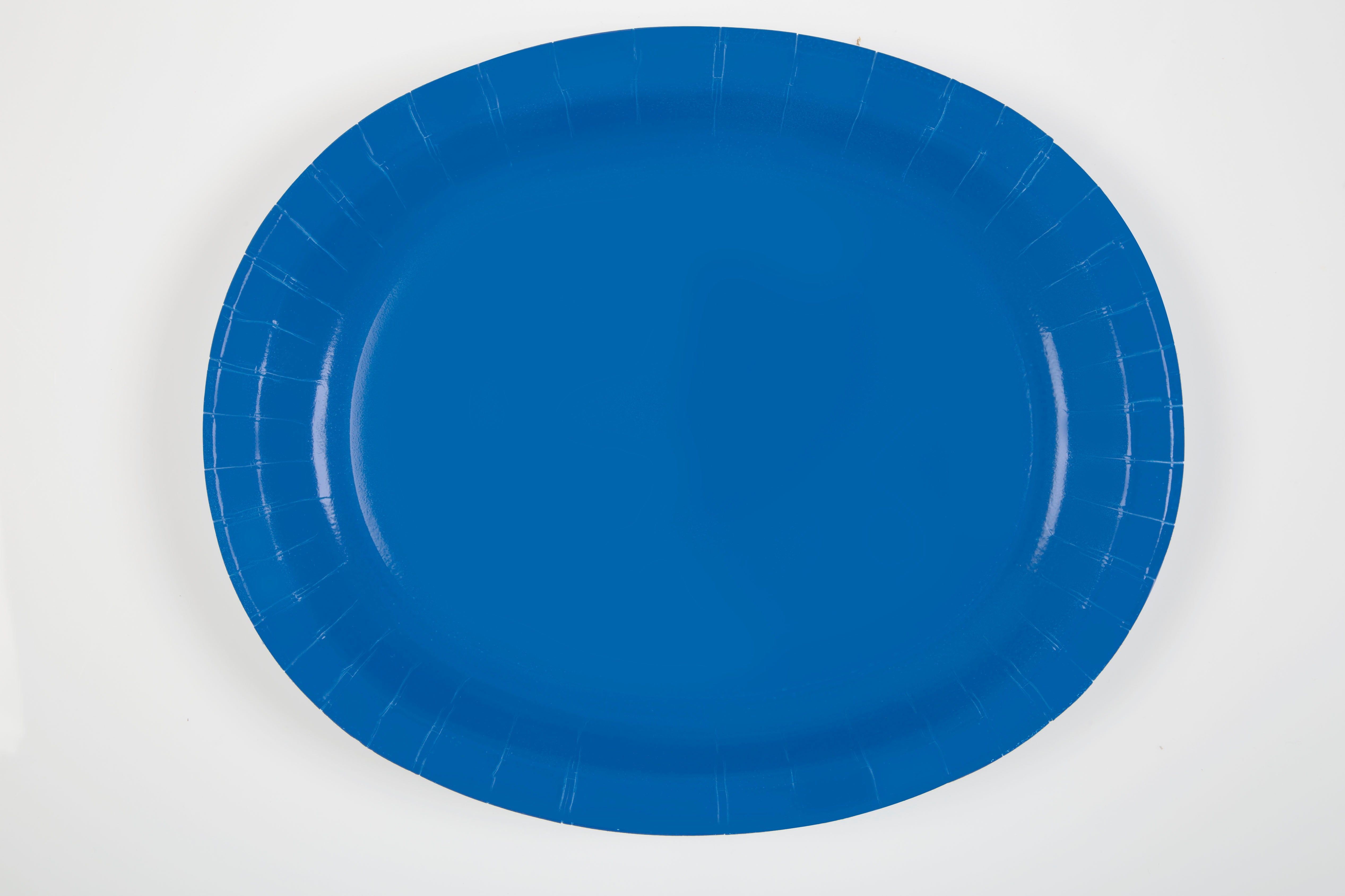8 Royal Blue Oval Paper Plates 10x12.25in