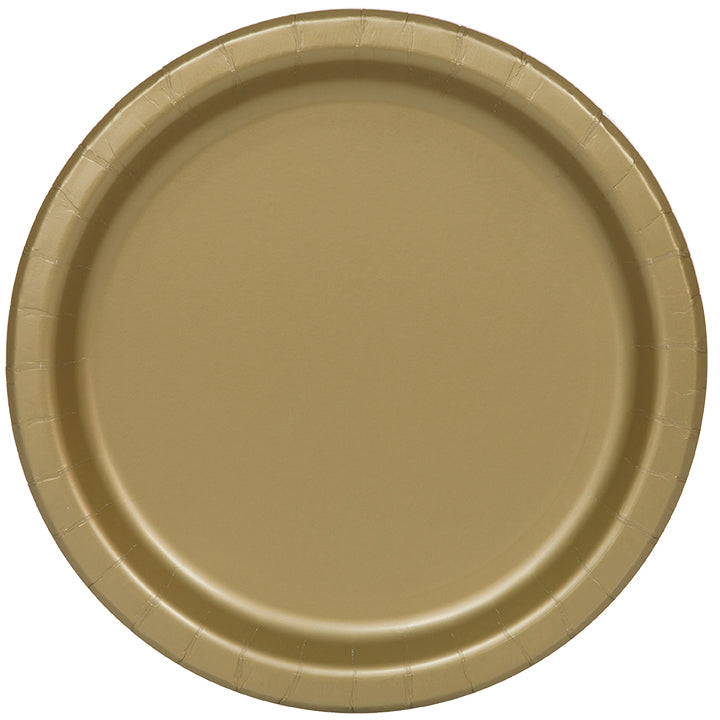20 Round Gold Paper Plates 7in