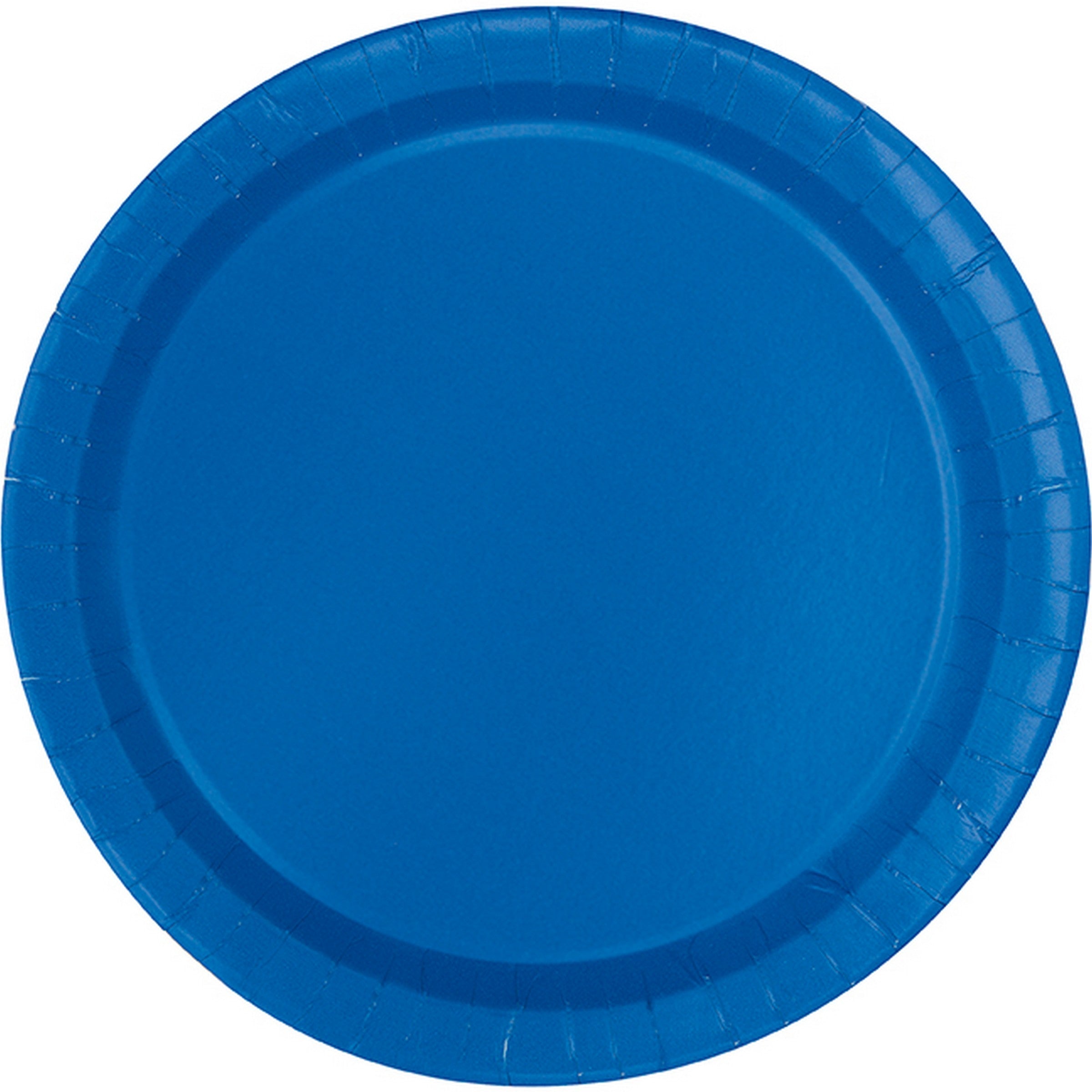 20 Round Royal Blue Paper Plates 9in