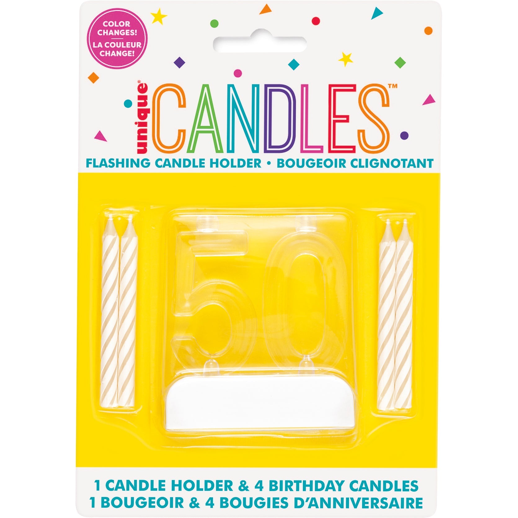 Age 50 Flashing Candle Holder with 4 Candles