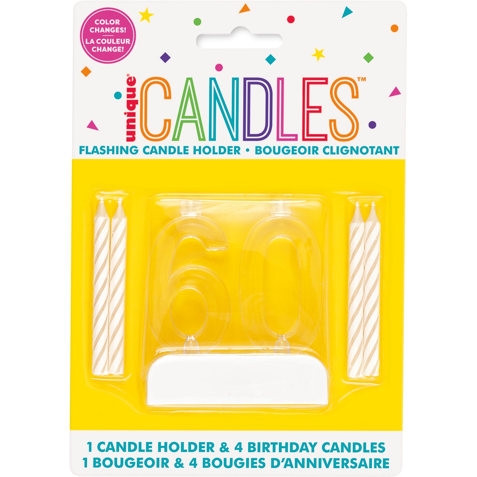 Age 60 Flashing Candle Holder with 4 Candles