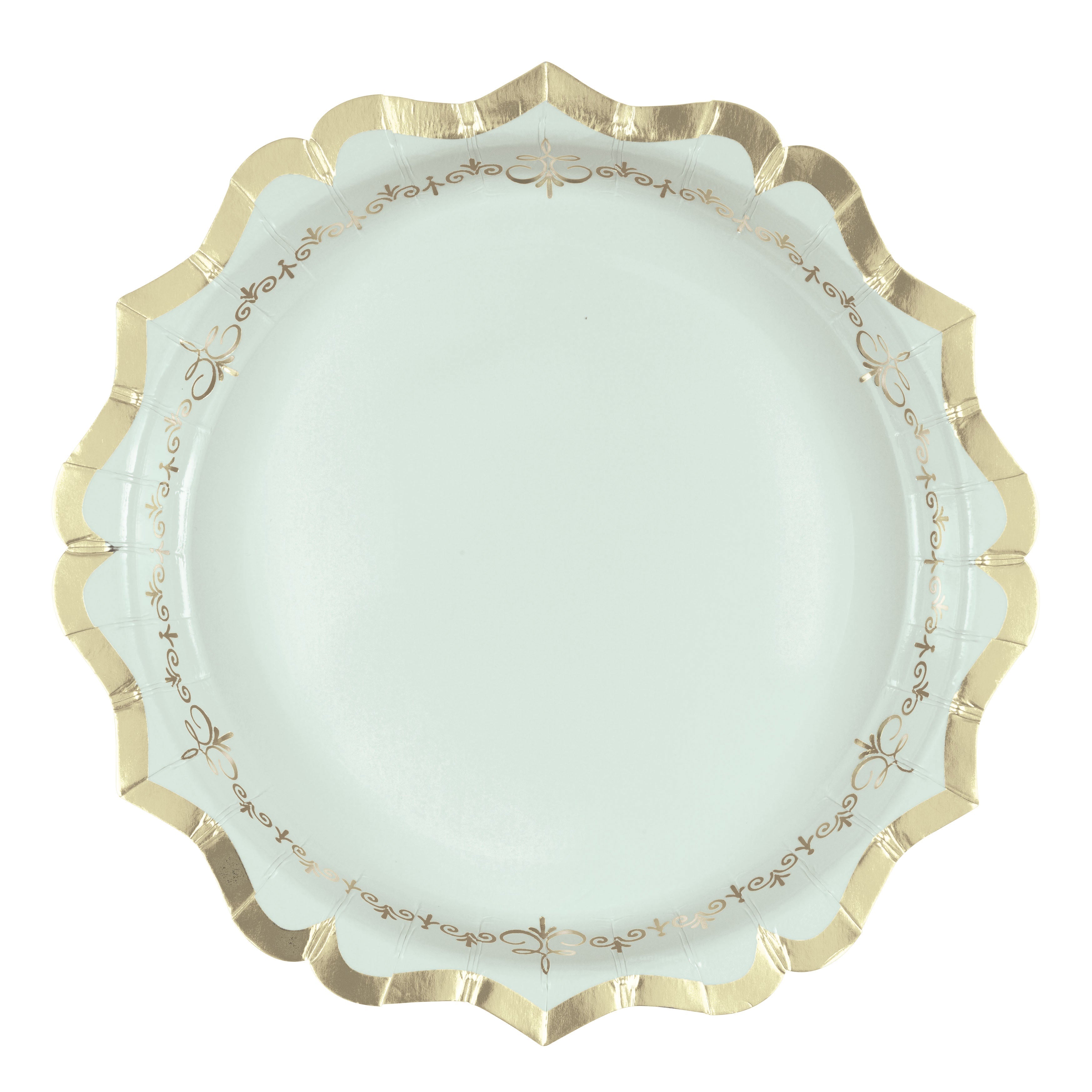 Pink Blooms Bridal 8 Shaped Paper Plates with Foil 8.25in