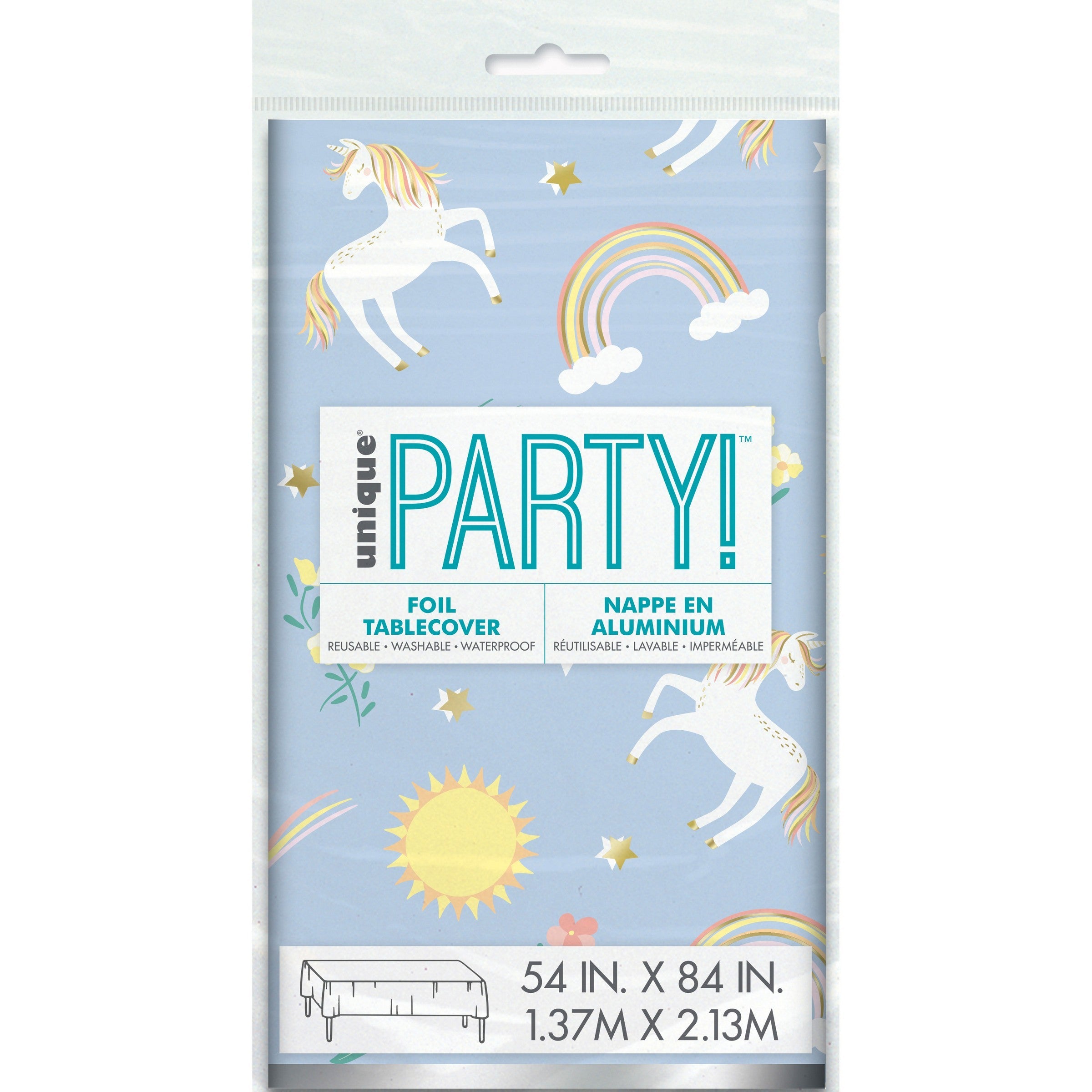 Dainty Unicorn Foil Tablecover 54x84in 