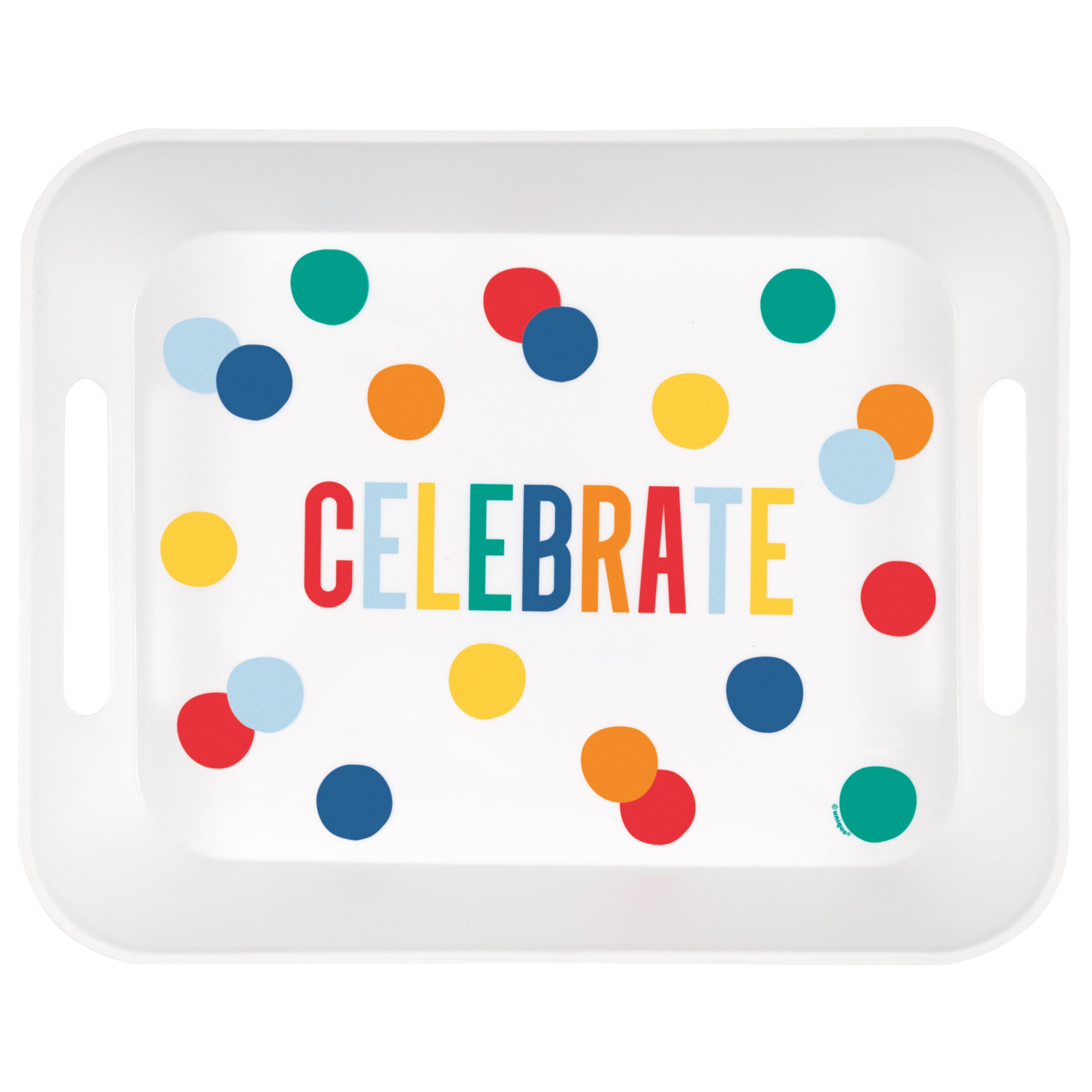 Happy Birthday Dots Plastic Serving Tray 13x10.4in