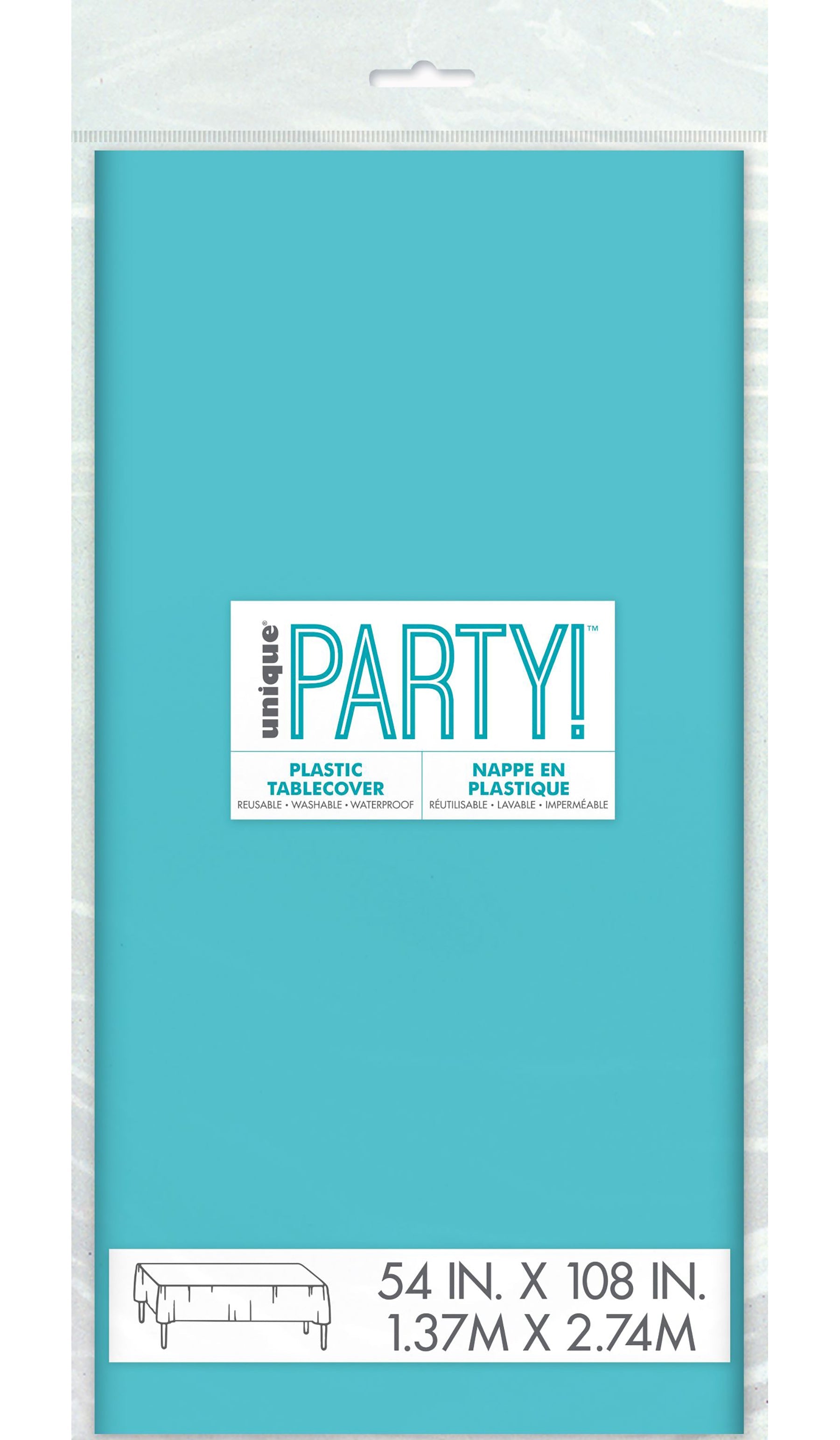 Caribbean Blue Plastic Tablecover 54x108in