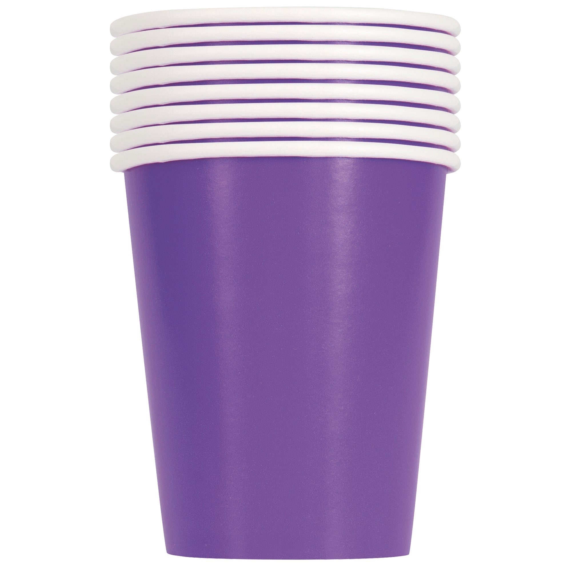 8 Neon Purple Paper Cups 9oz