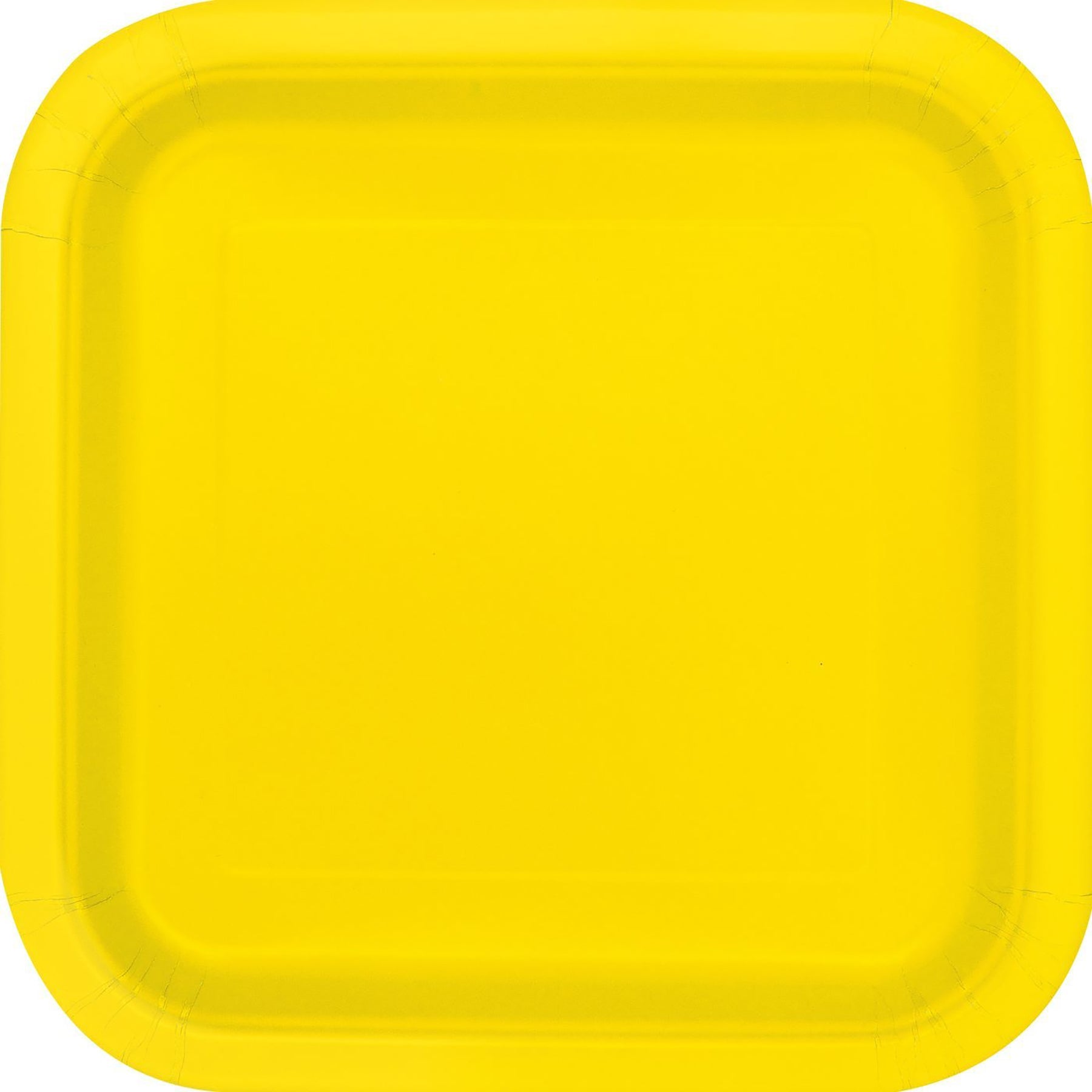 14 Square Neon Yellow Paper Plates 9in