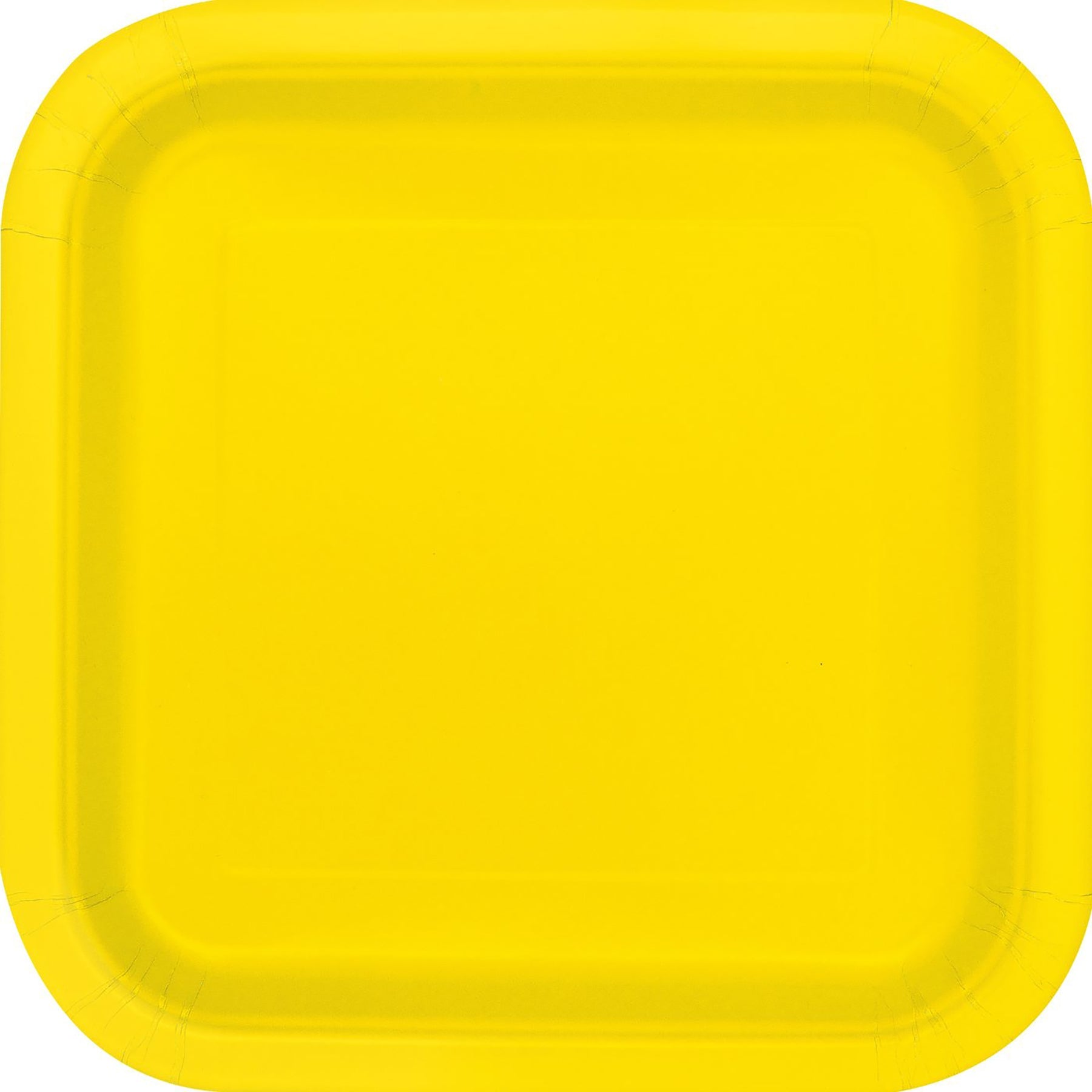 16 Square Neon Yellow Paper Plates 7in