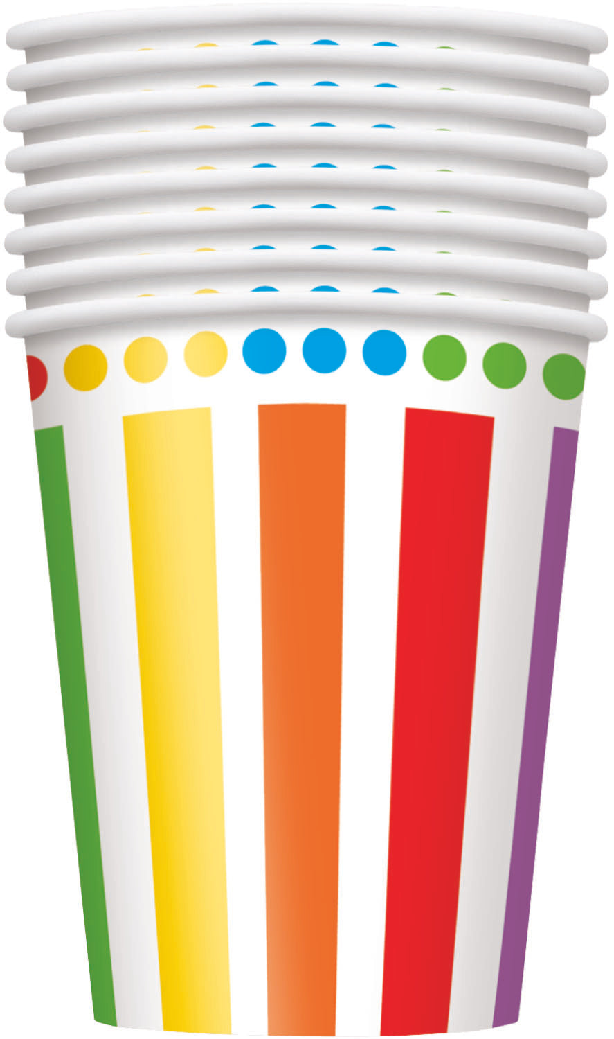 Rainbow Birthday 8 Paper Cups 9oz