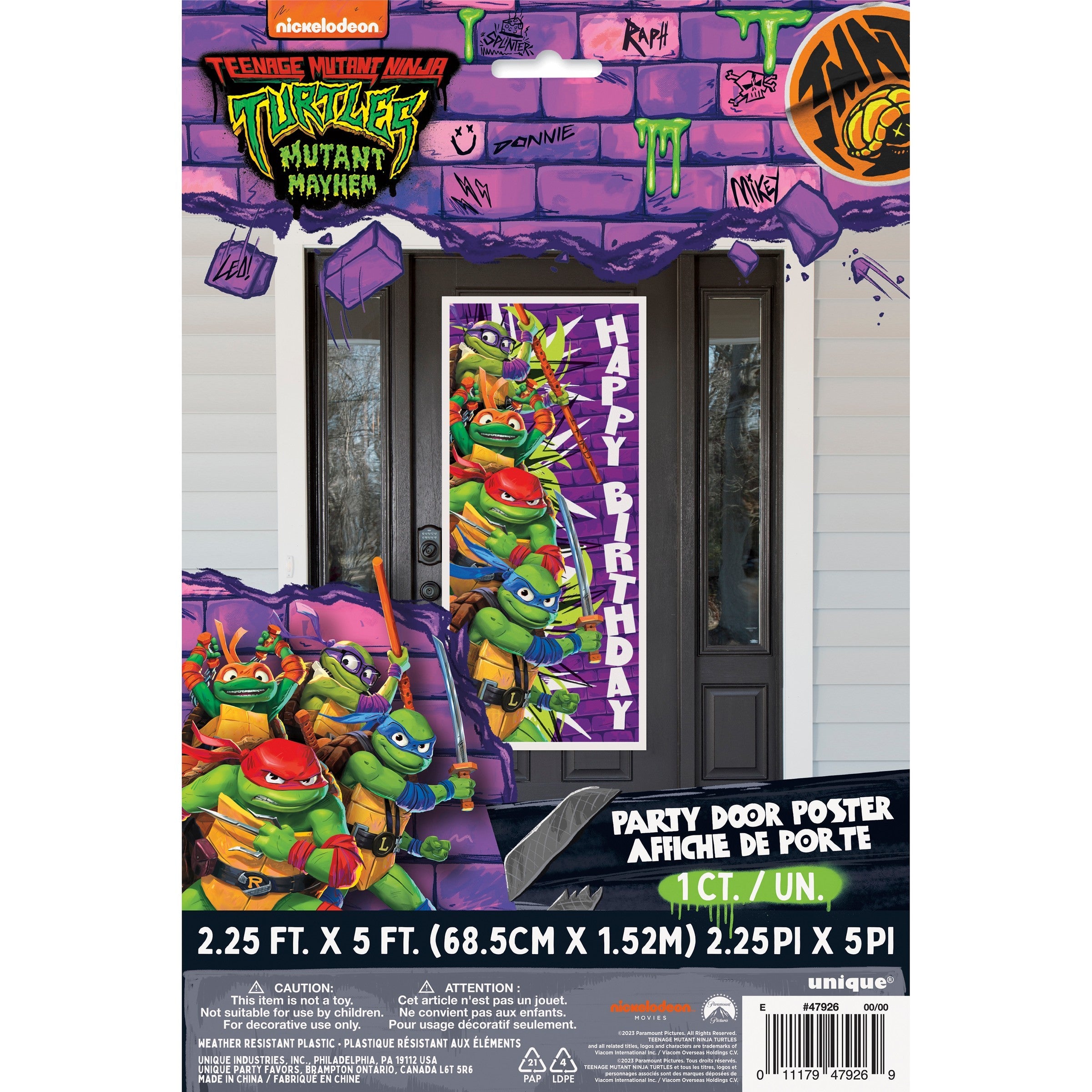 Teenage Mutant Ninja Turtles Mutant Mayhem Plastic Door Poster 27x60in