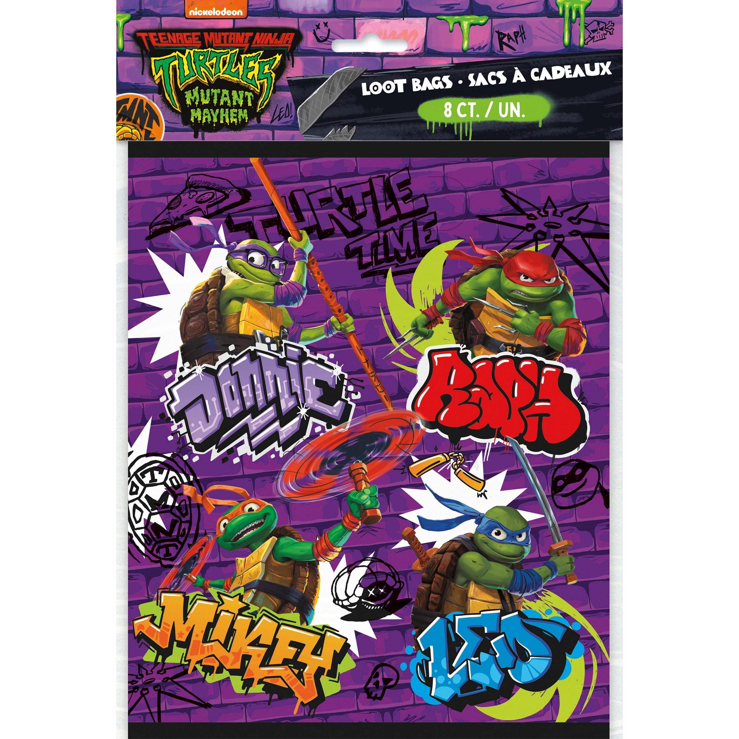 Teenage Mutant Ninja Turtles Mutant Mayhem 8 Plastic Loot Bags 7.25x9in