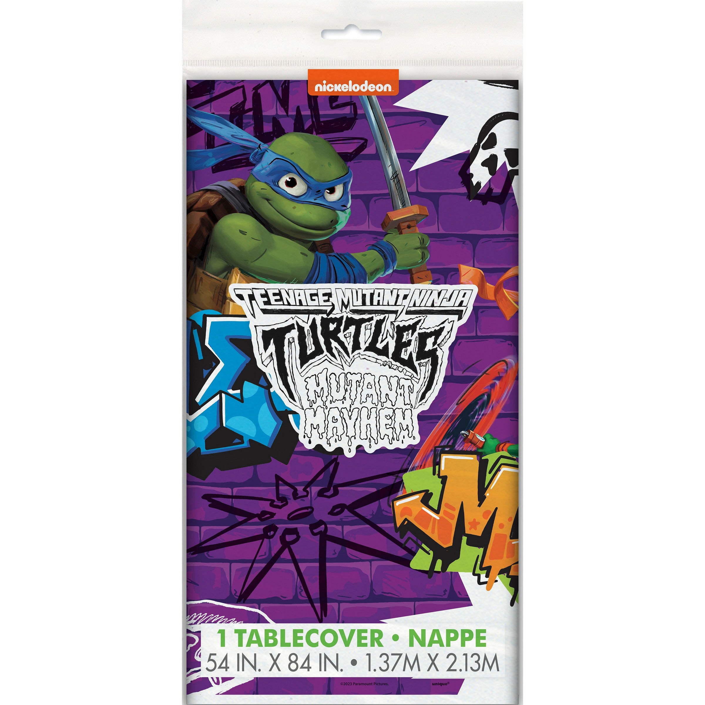 Teenage Mutant Ninja Turtles Mutant Mayhem Nappe en Plastique 54x84po 