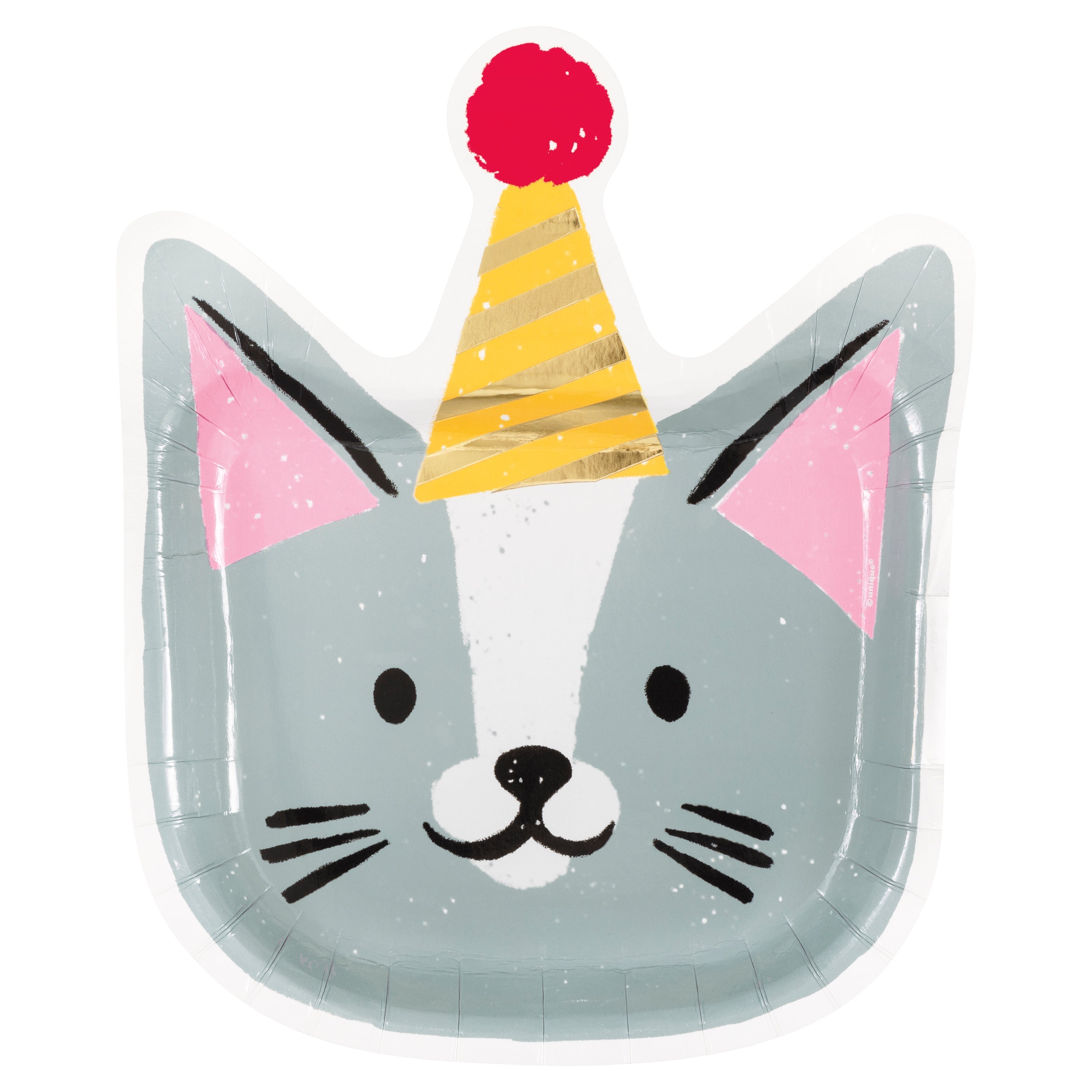 Paw Party 8 Cat Shaped Paper Plates with Foil 10in