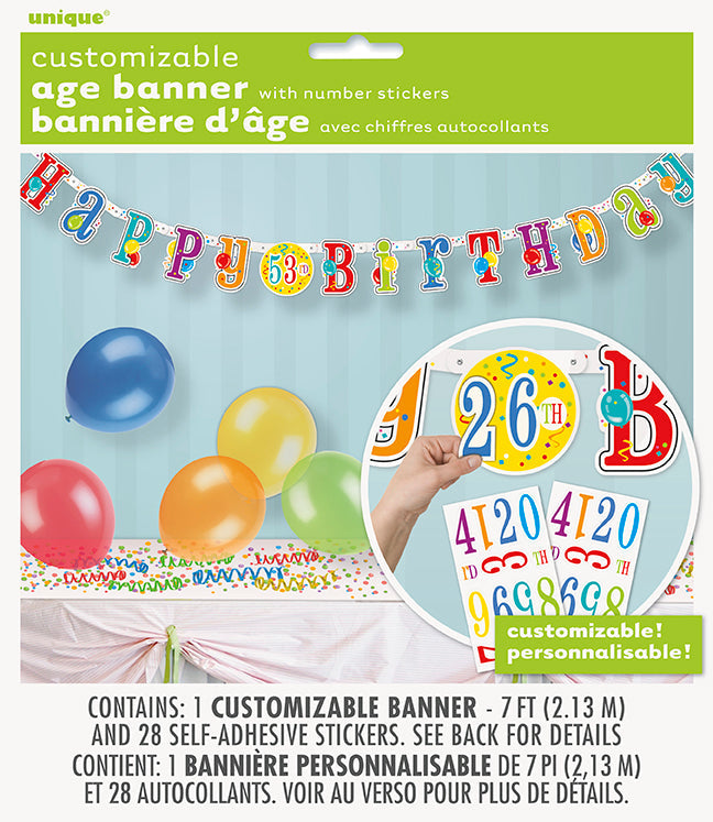 Happy Birthday Jointed Banner with Stickers 84in