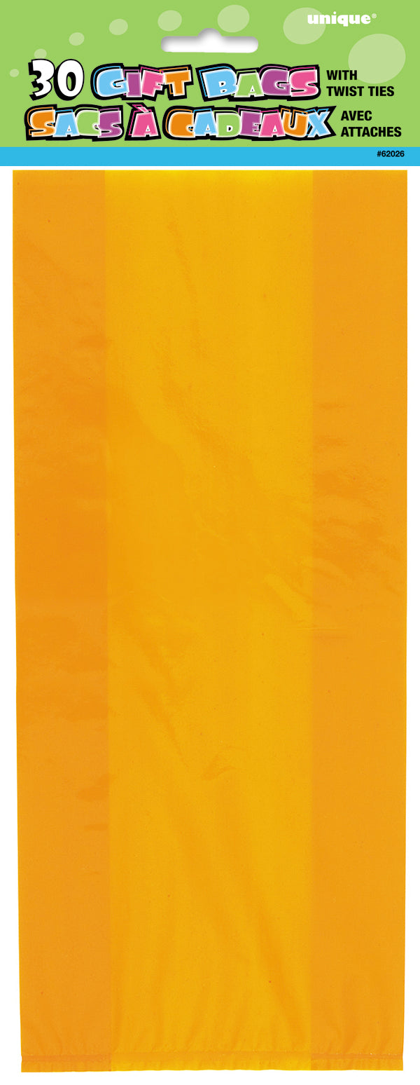 30 Orange Cello Bags - Twist-ties Included 11x5in