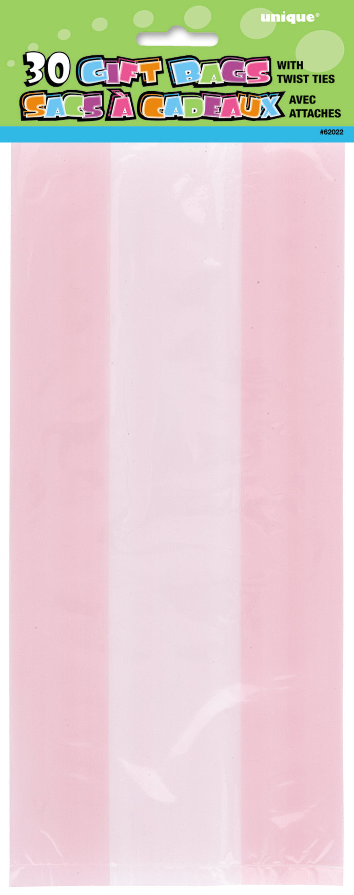 30 Pastel Pink Cello Bags - Twist-ties Included 11x5in