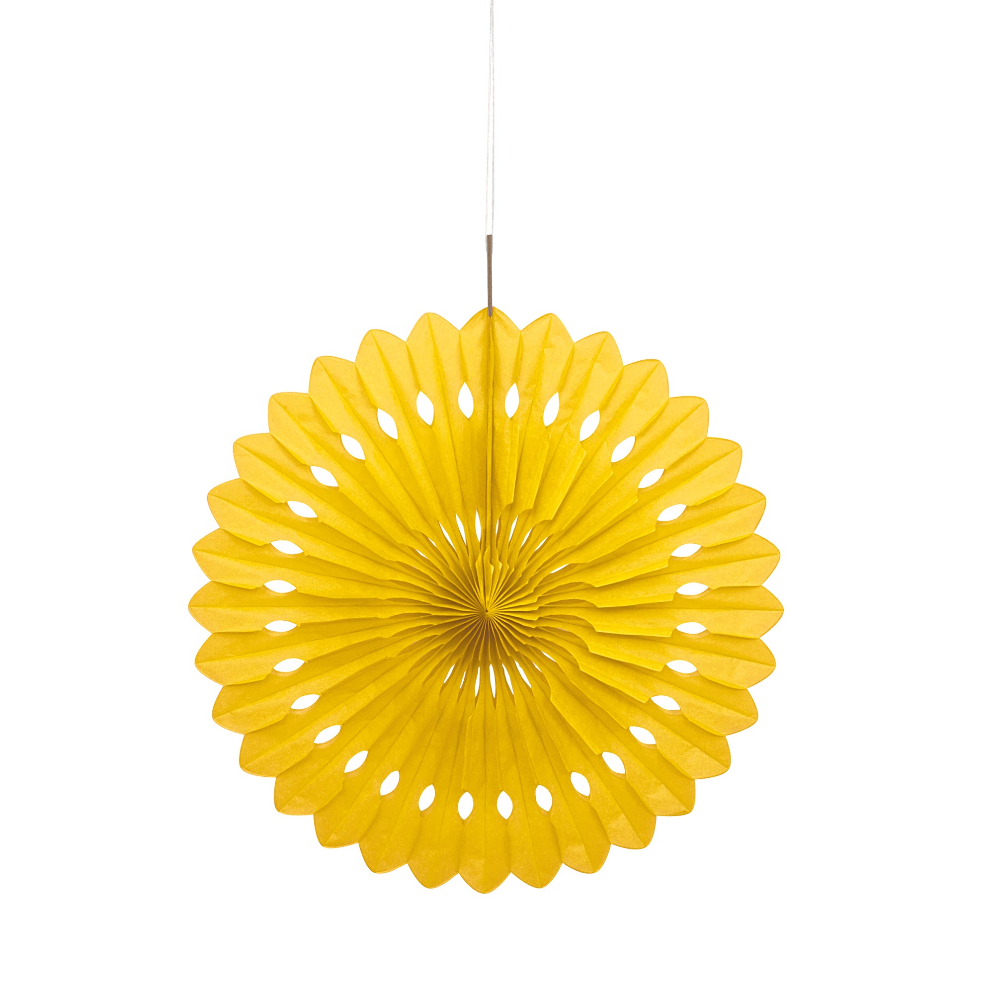 Decorative Fan Yellow Tissue 16in