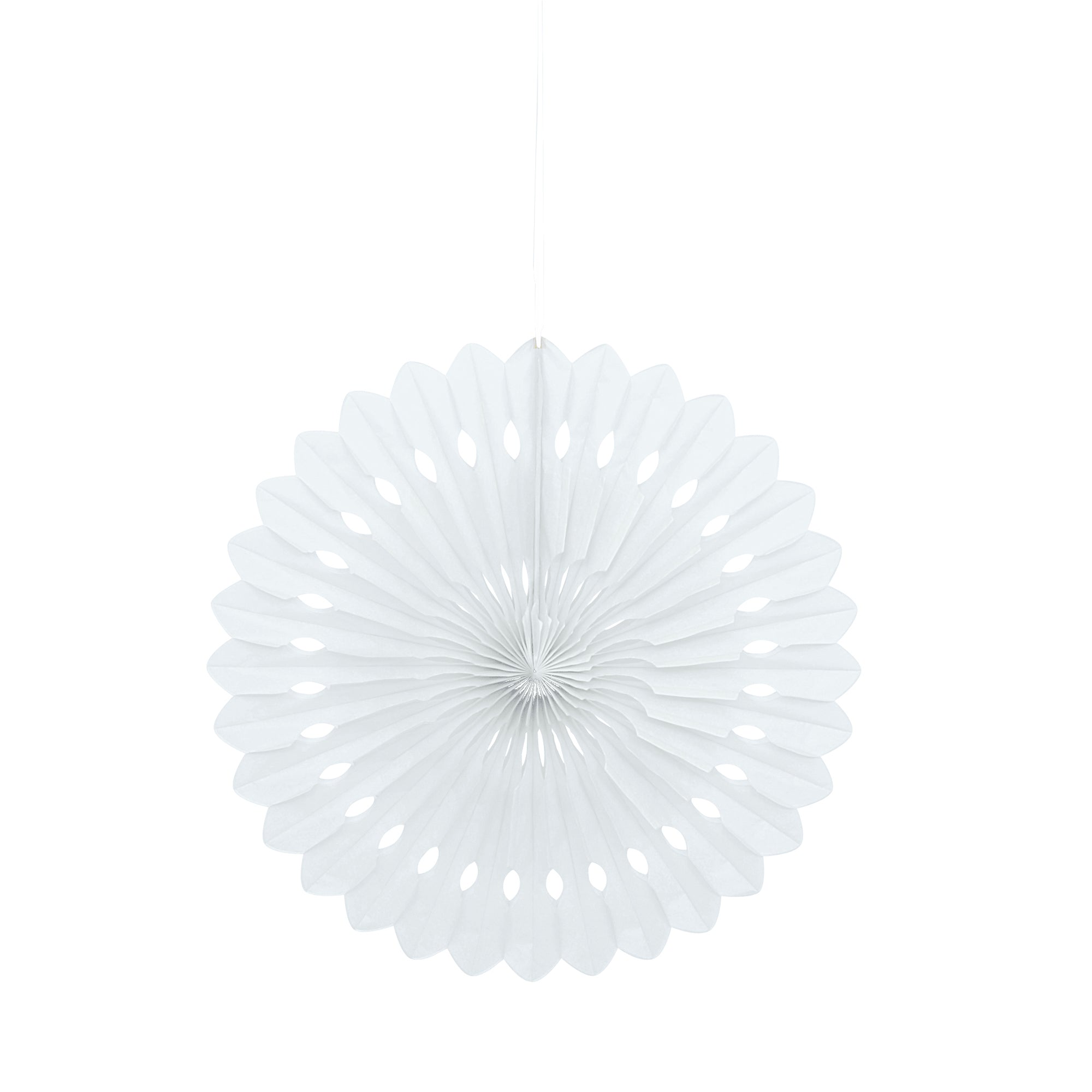 Éventail Décoratif en Papier de Soie Blanc 16po