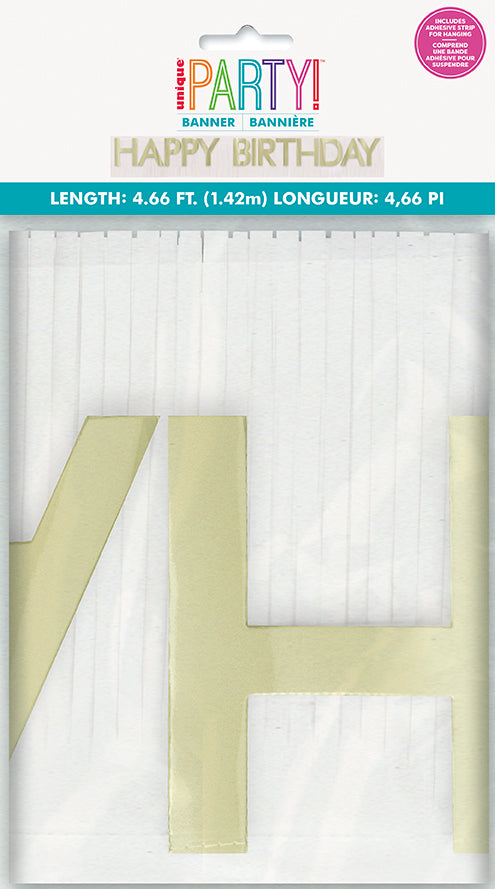 Gold Party Foil Fringe Happy Birthday Banner 56in