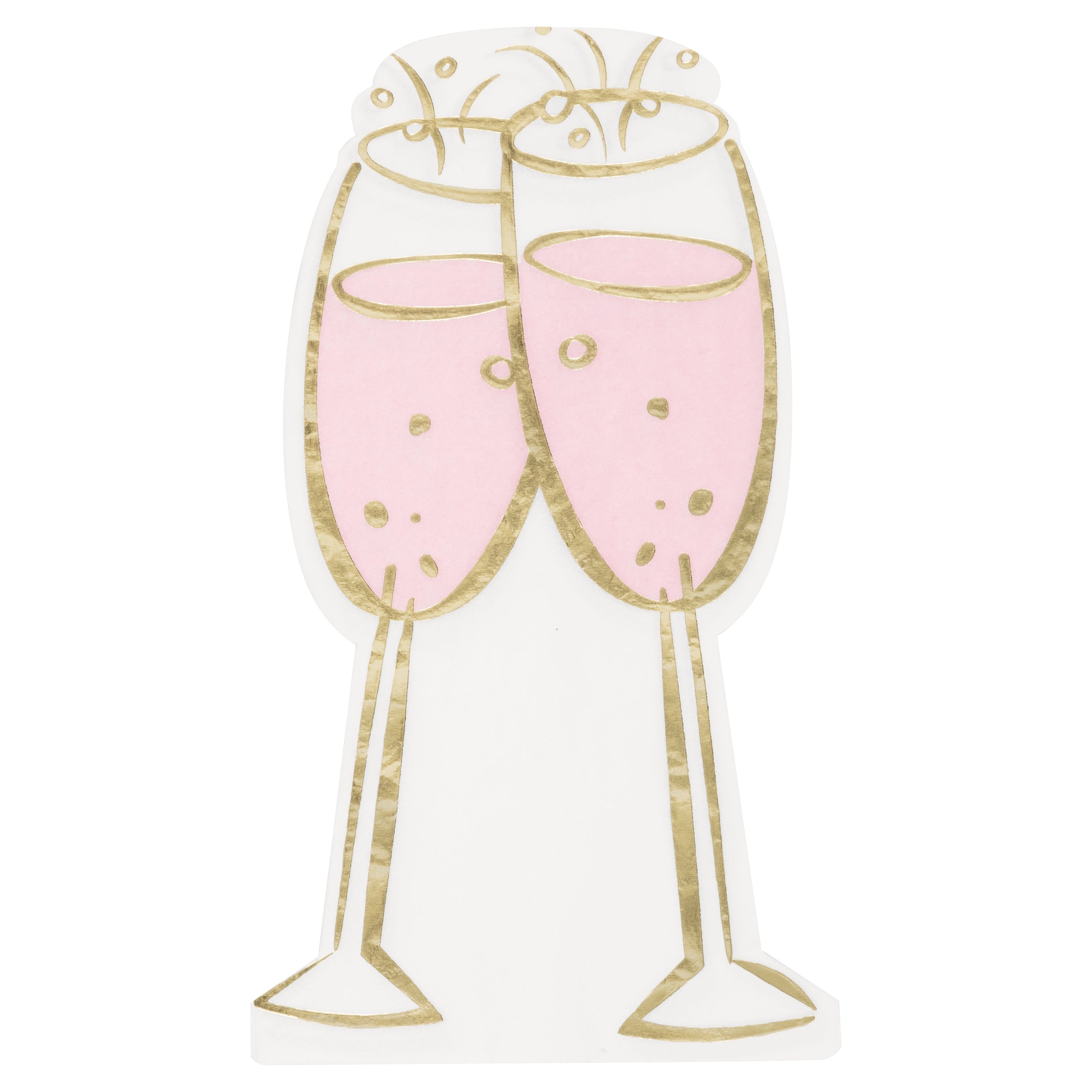 Pink Marble Bridal 16 Champagne Glass Shaped Guest Napkins with Foil 12.9x15.2in