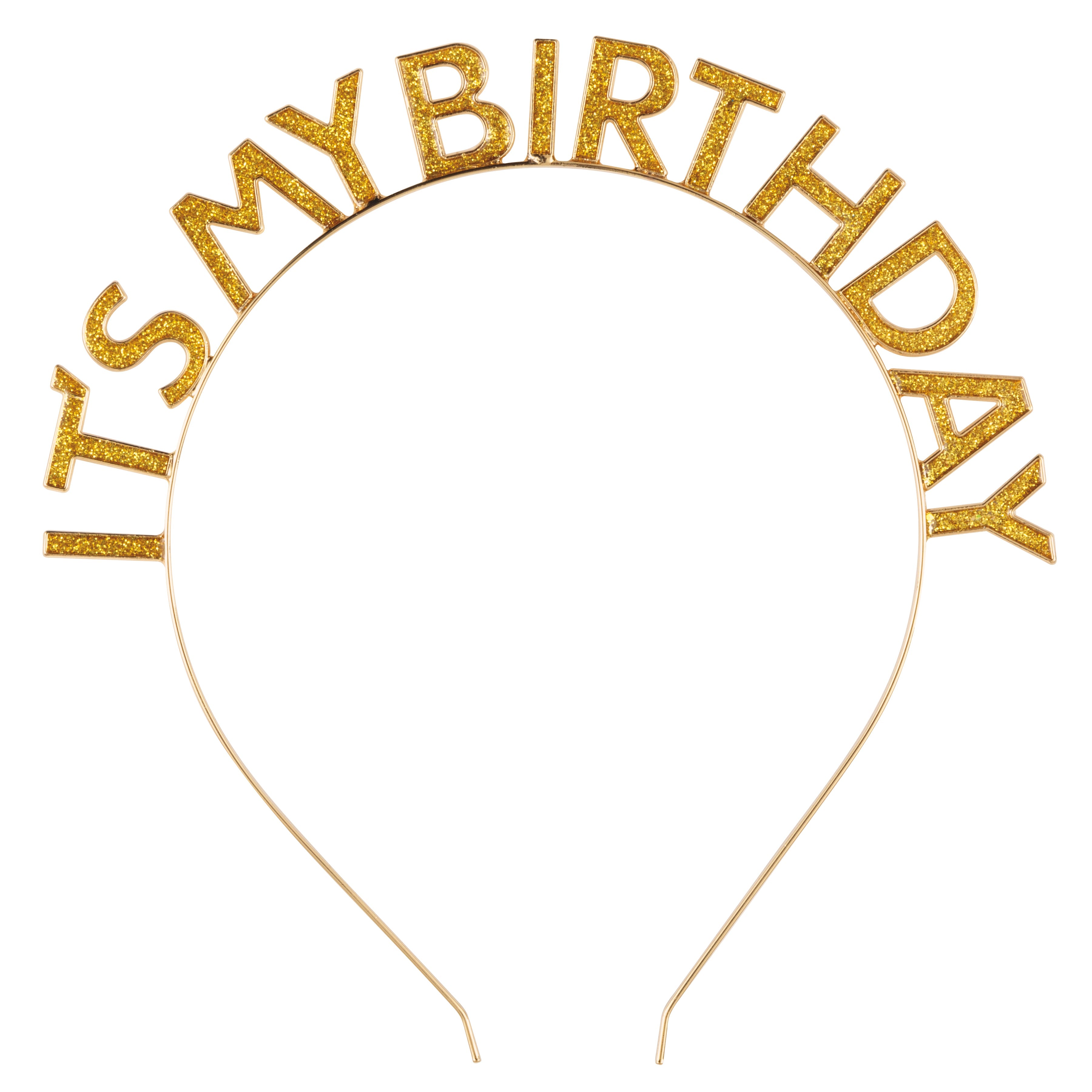 Gold Party Gold Enamel "It's my Birthday" Headband 0.75in lettering