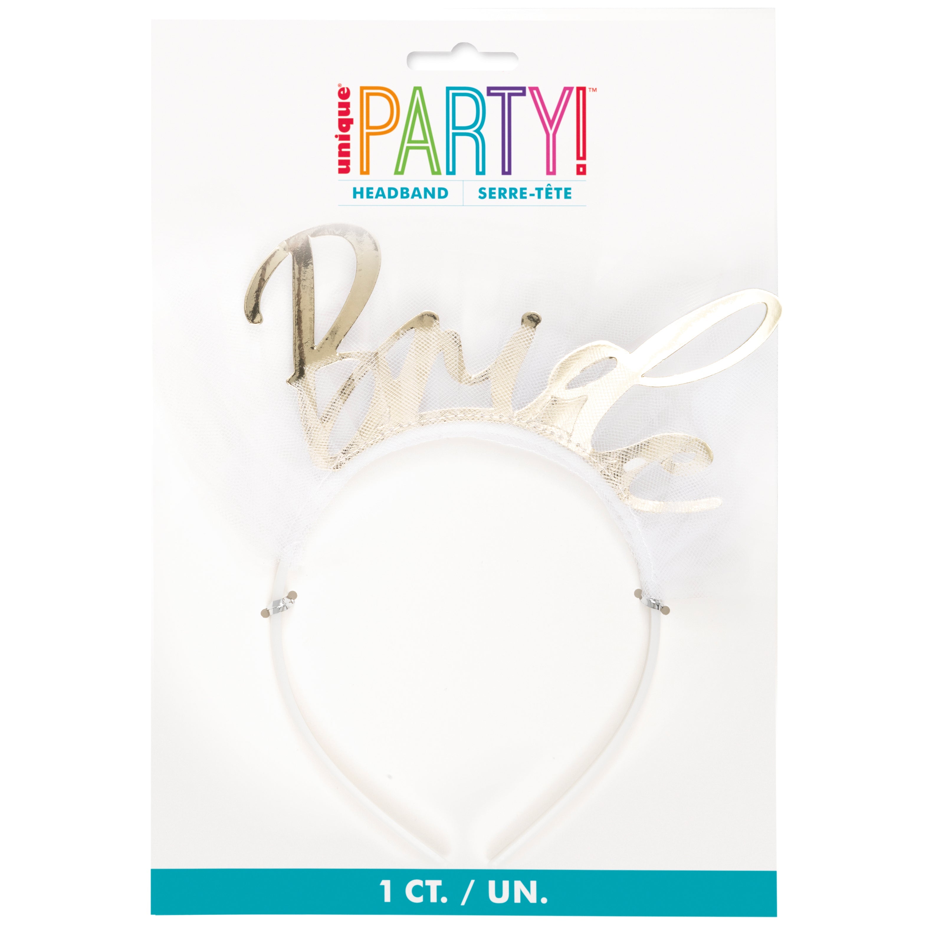 Pink Marble Bridal Gold Foil "Bride" Headband with Tulle 2.75in lettering