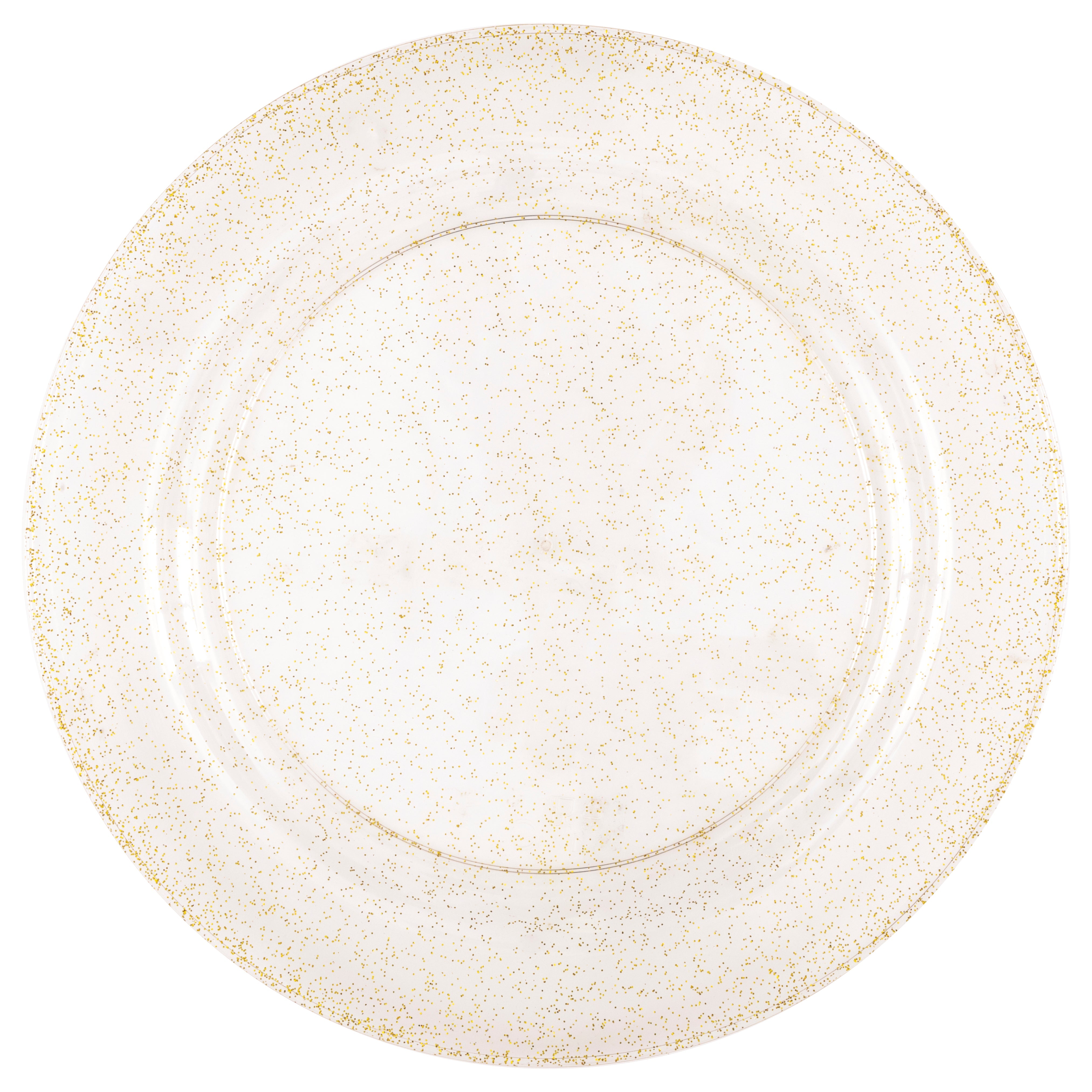 8 Gold Glitter Plastic Plates 10in