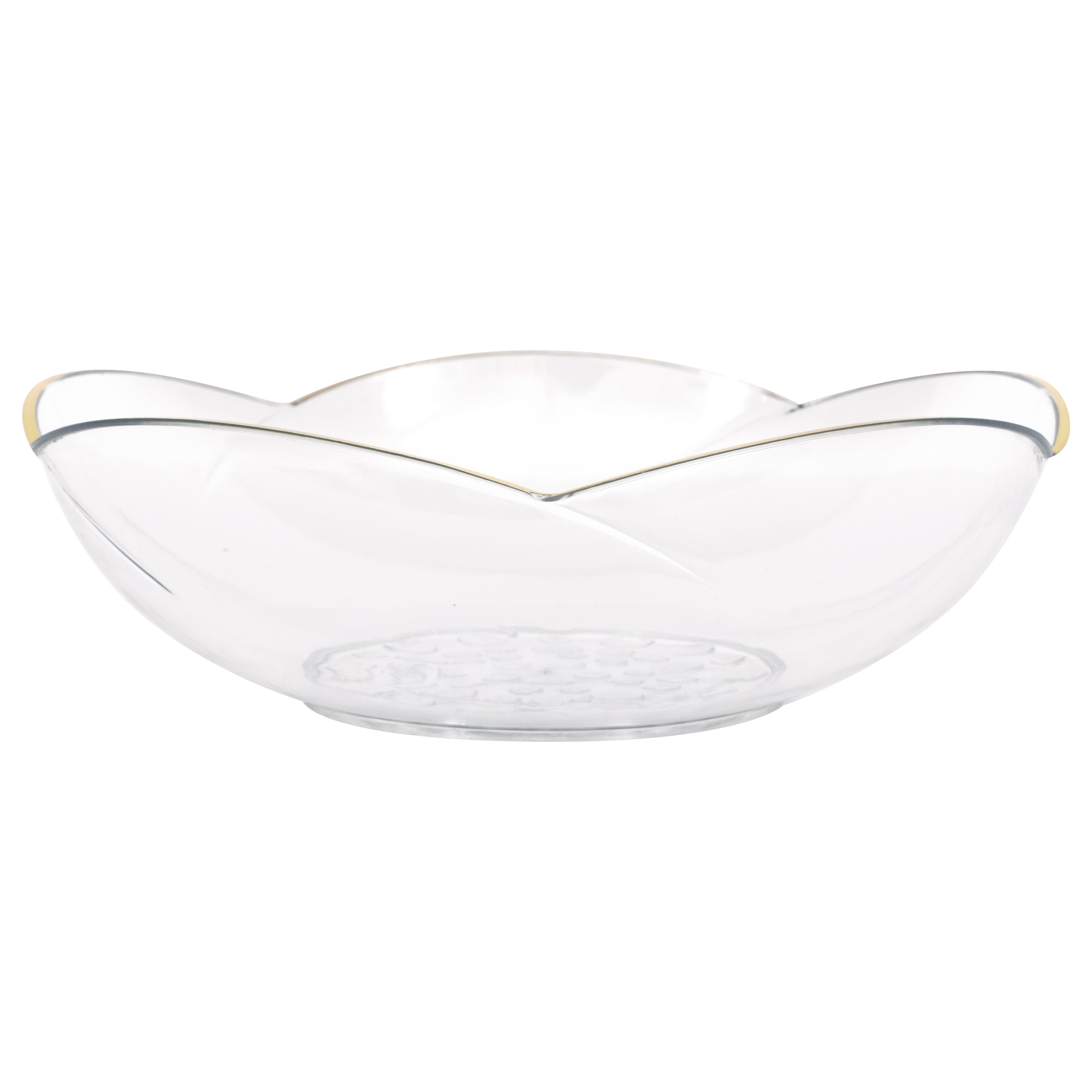 Scalloped Plastic Serving Bowl with Gold Foil Rim 1.6L 9in dia.