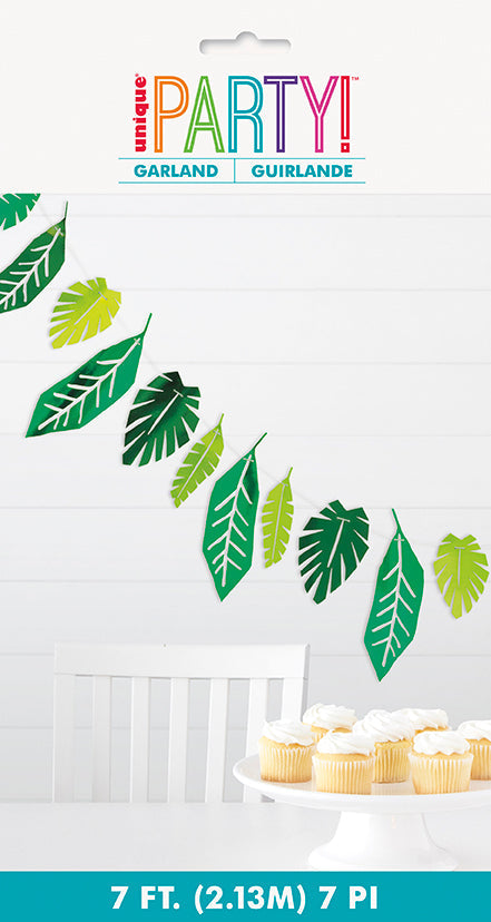 Tropical Leaves Foil Garland 84in