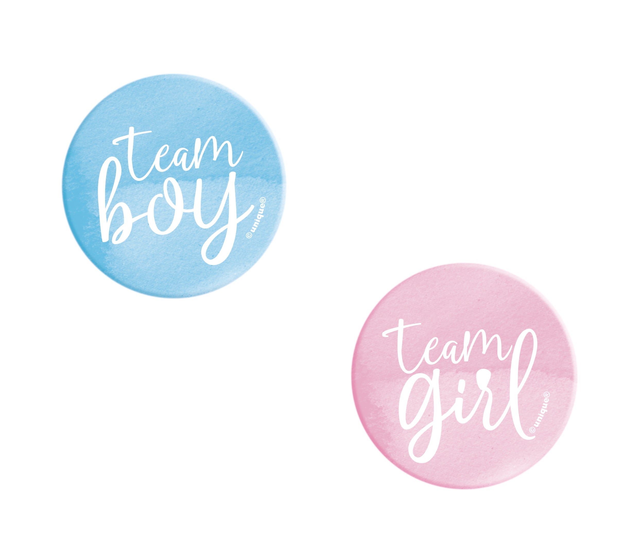 Gender Reveal Party 10 Team Girl / Team Boy Buttons 