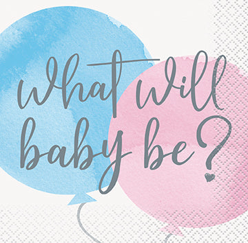 Gender Reveal Party 16 Beverage Napkins 2 Ply 9.75x9.75in 