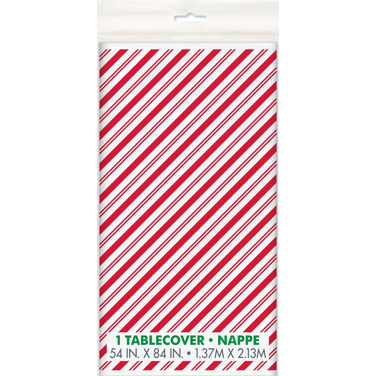 Red Stripes Snowman Christmas Plastic Tablecover 54x84in